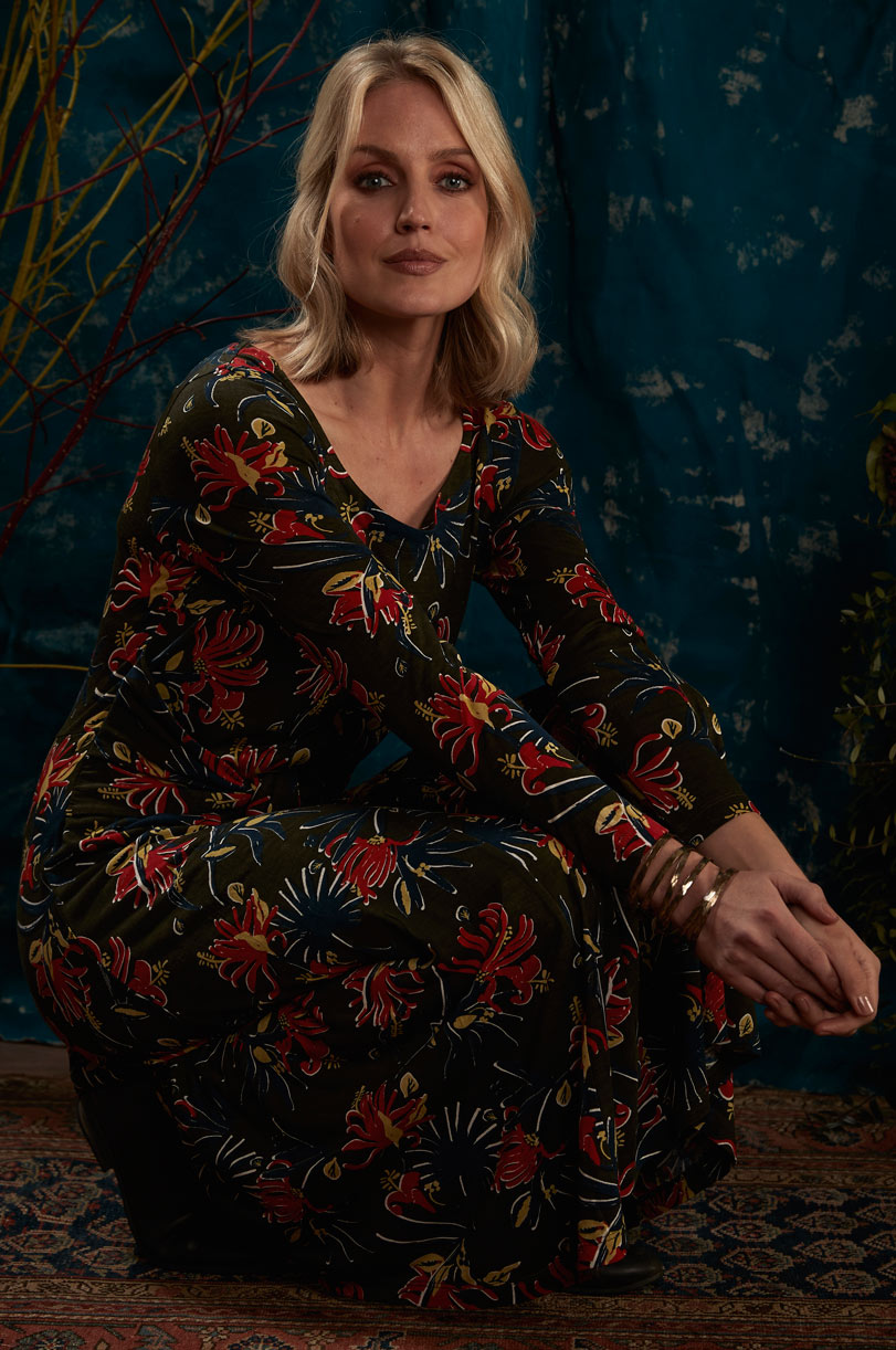 Ecovero Panelled Tie Midi Dress