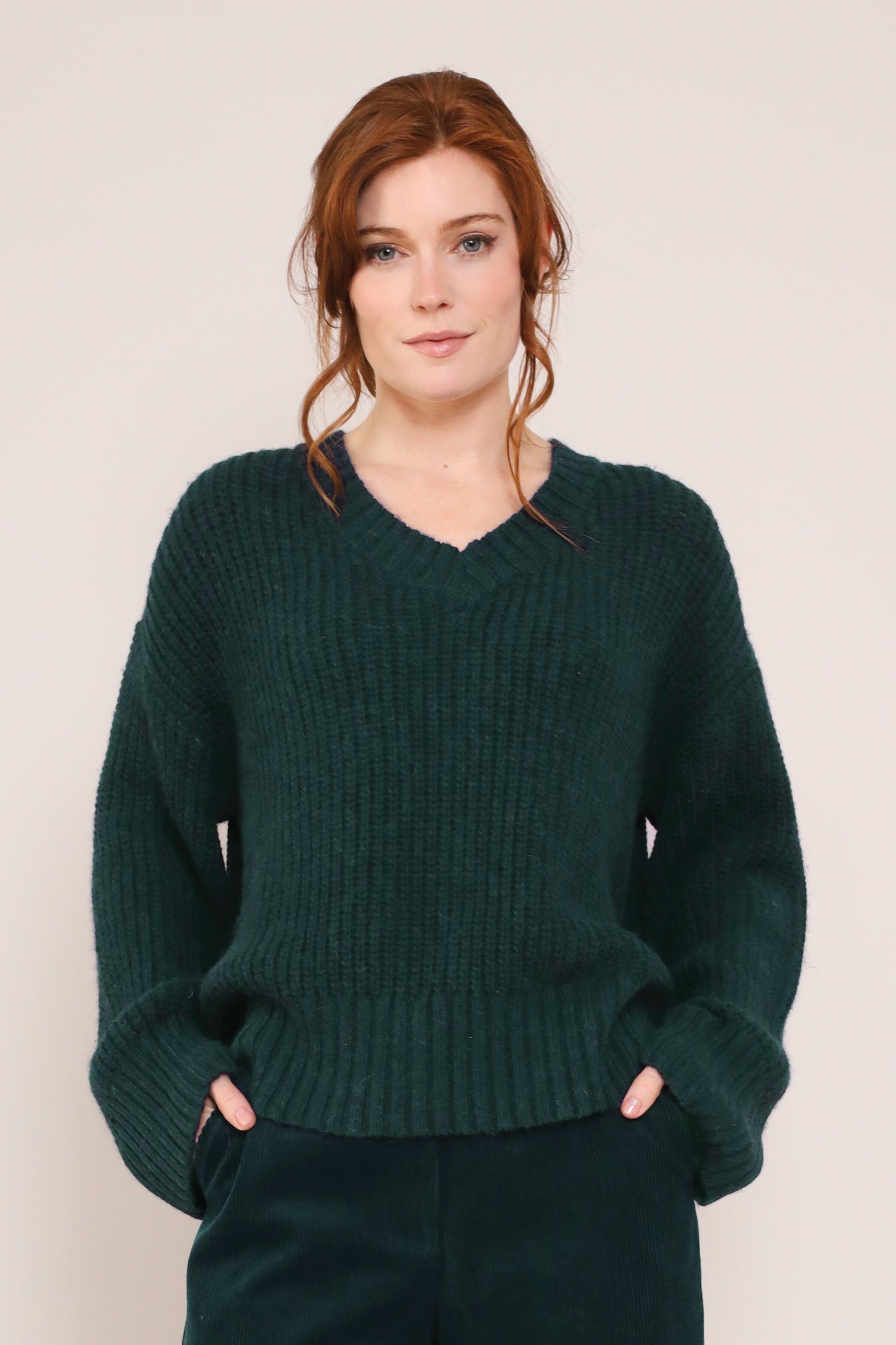 Organic Cotton and Alpaca Wool V Neck Jumper