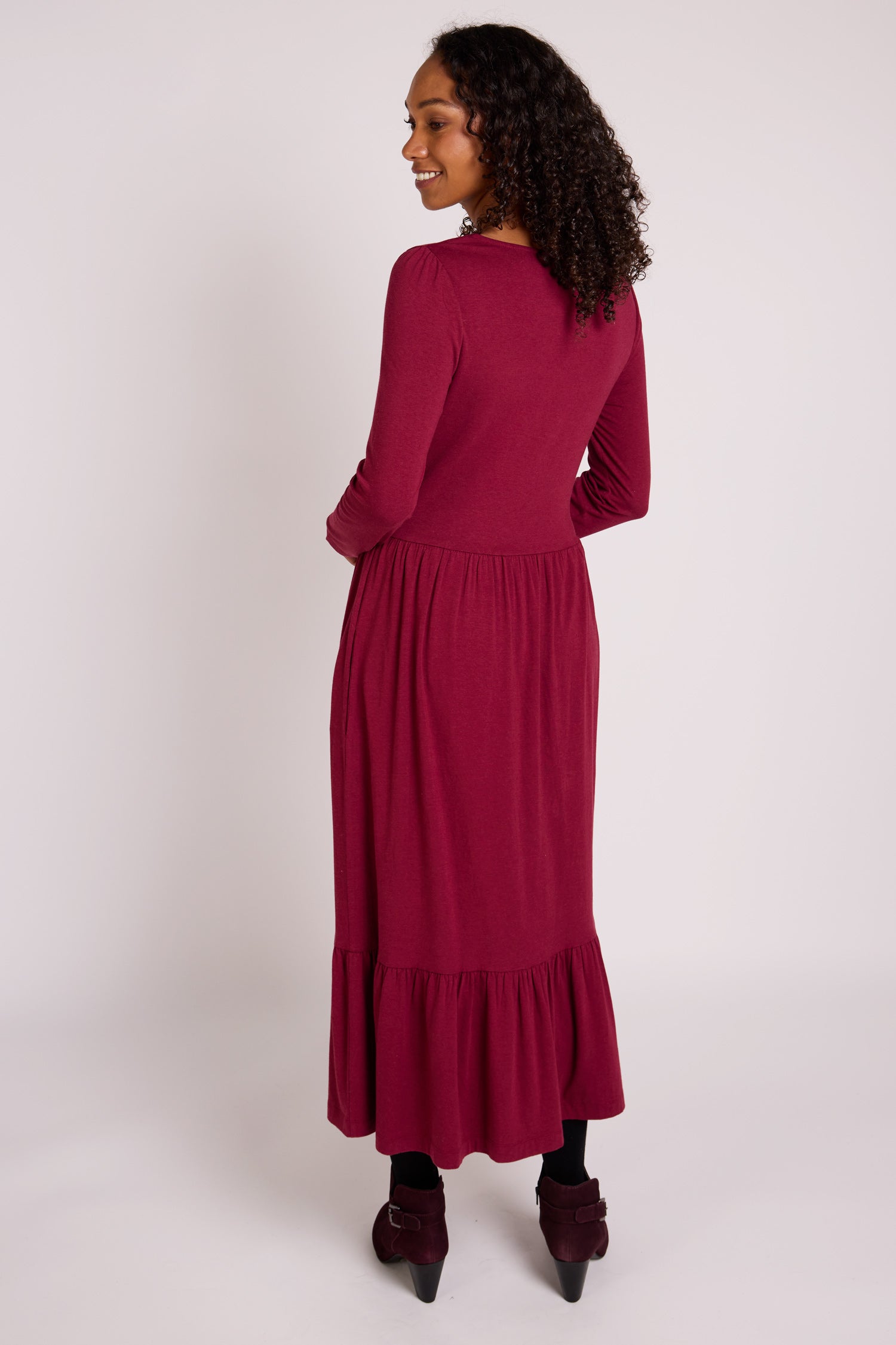 Plain Tiered Midi Dress