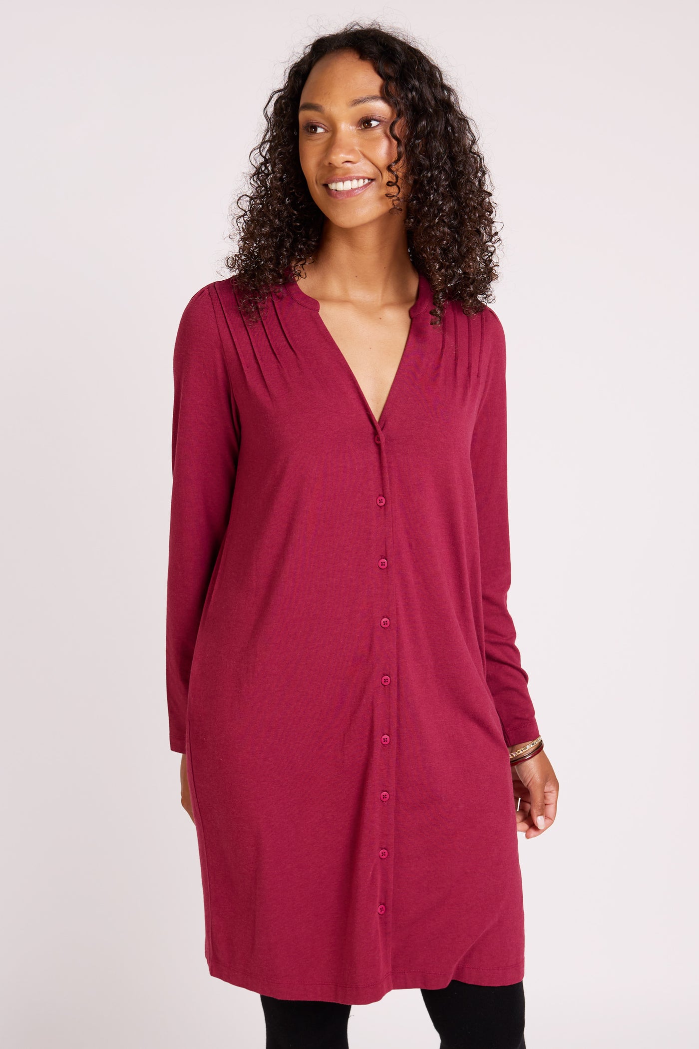 Plain Pin Tuck Tunic Dress