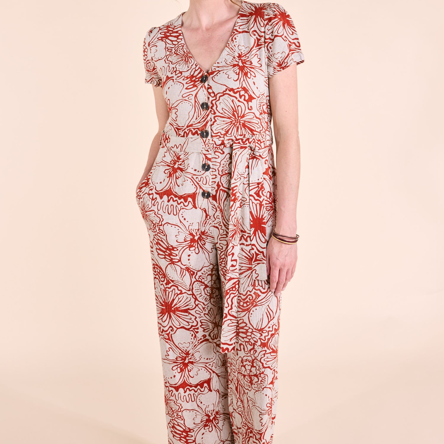 SS25 Linen Jumpsuit - Tomato