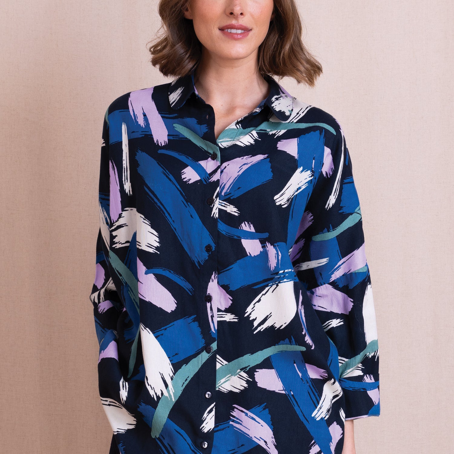 AW26 Button through Oversized Shirt - Navy