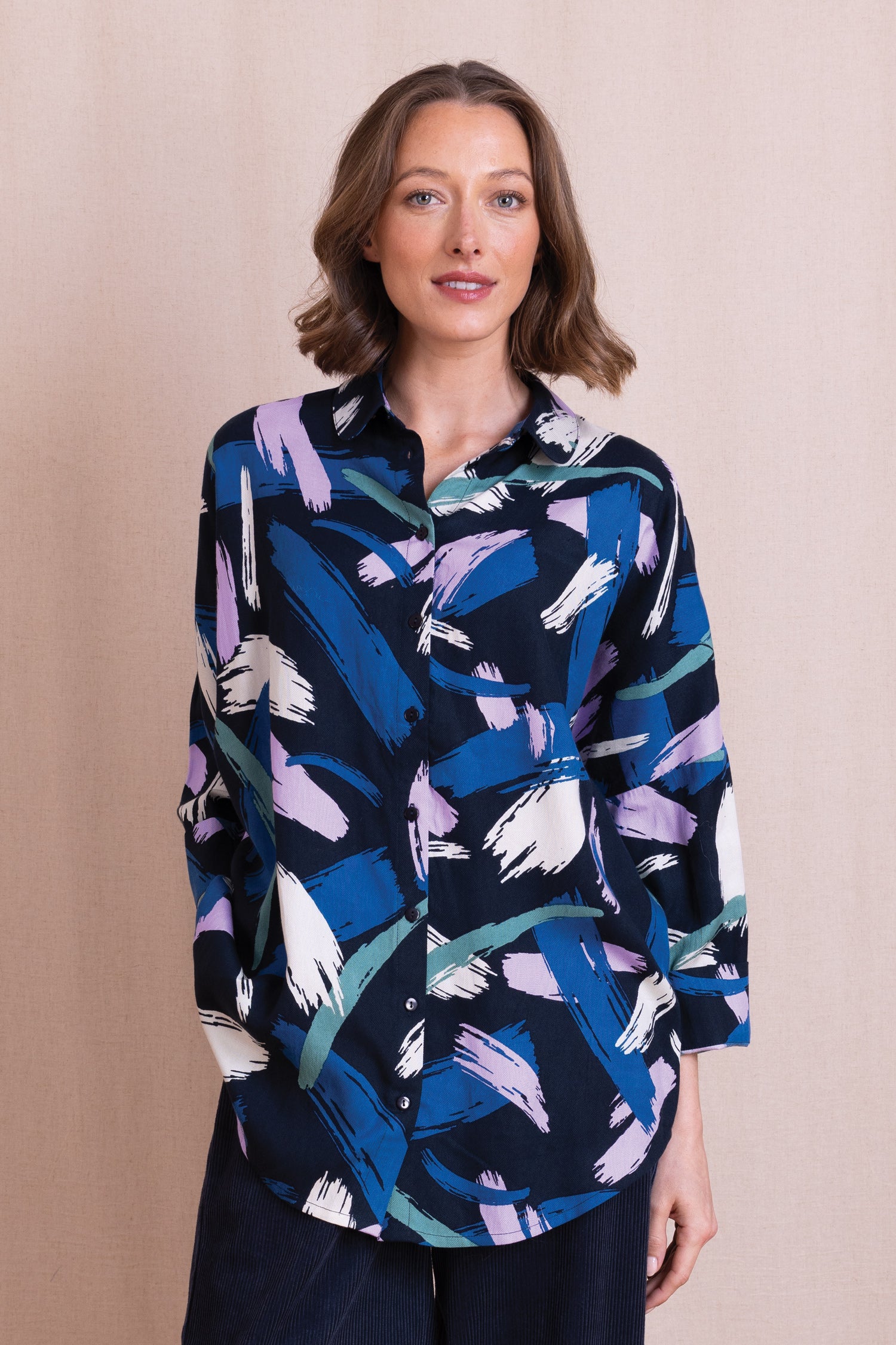 AW26 Button through Oversized Shirt - Navy