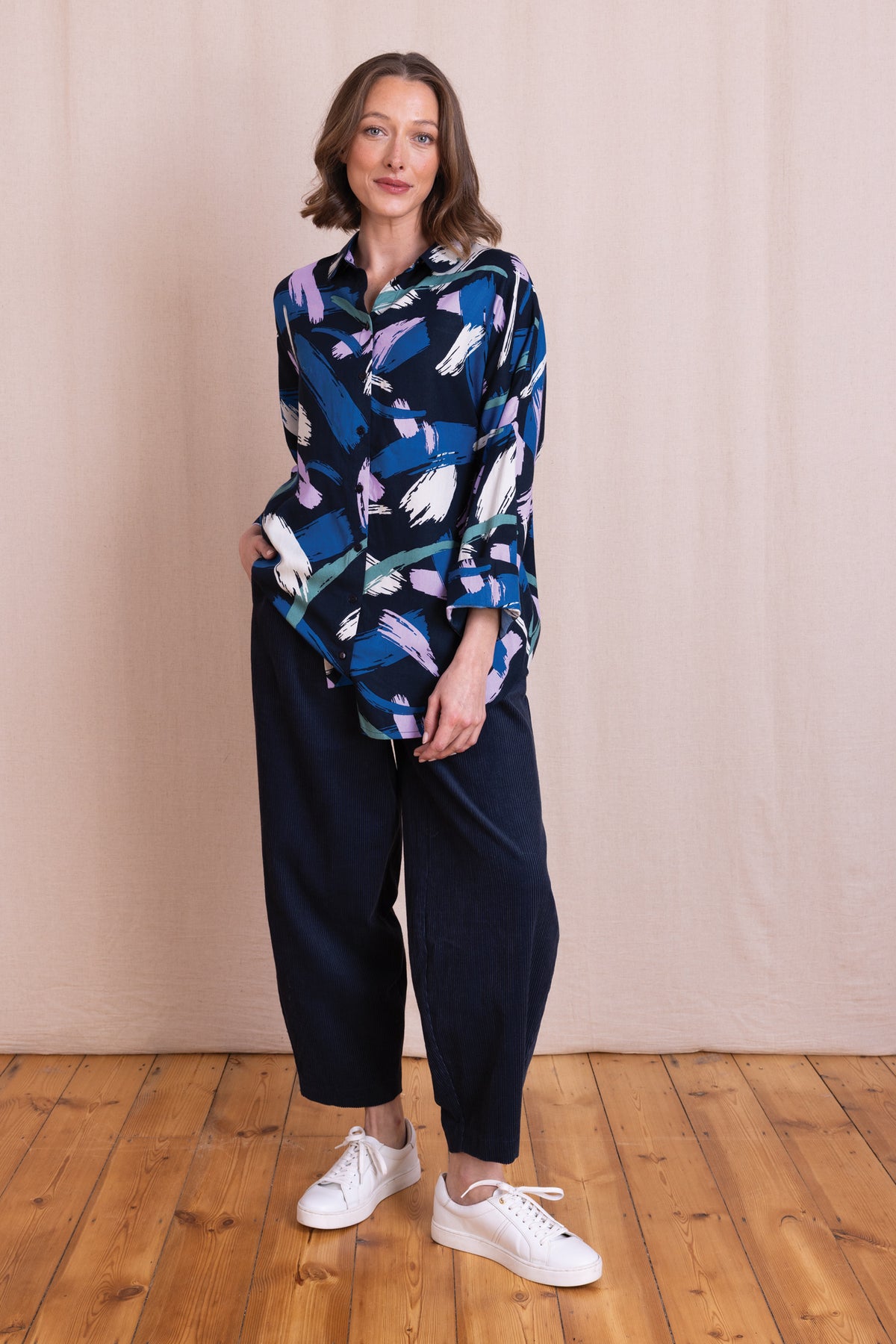 AW26 Button through Oversized Shirt - Navy