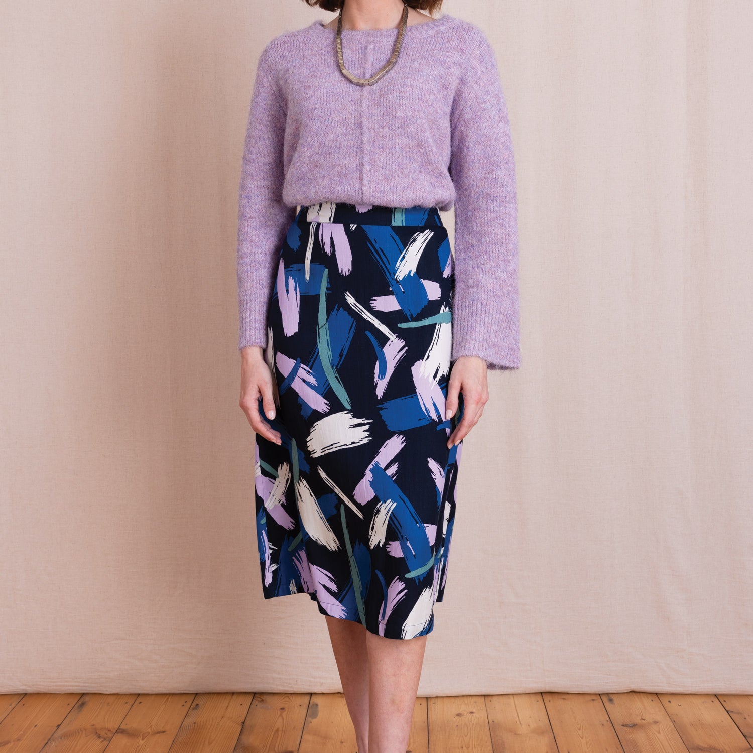 AW26 A Line Midi Skirt - Navy