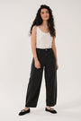 Alternate view of the black cotton barrel leg jeans