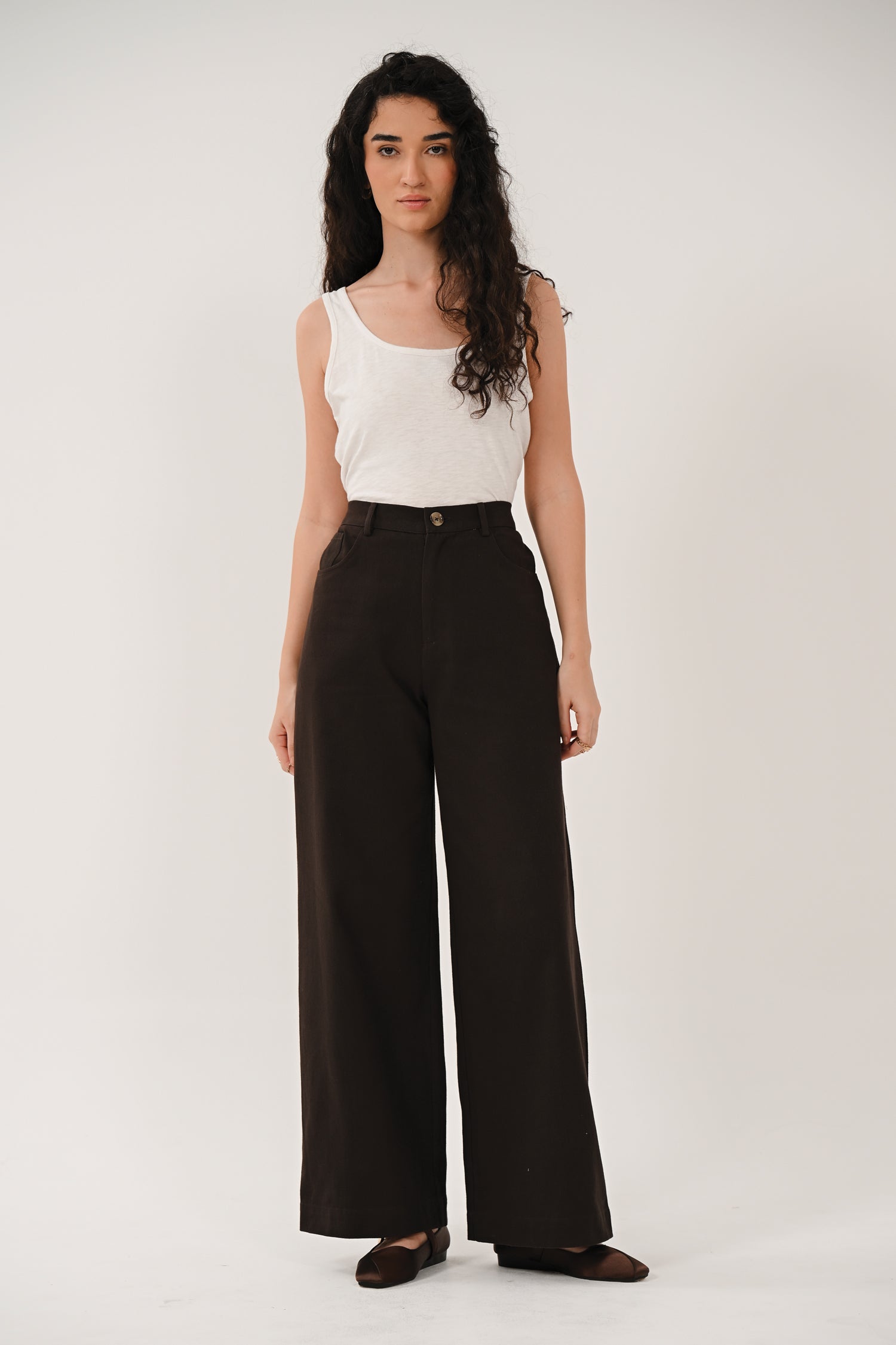 AW26 Wide Leg Trousers - Chocolate