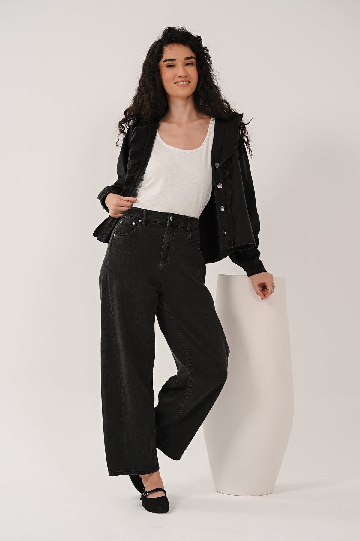 AW26 Denim Barel Leg Jean - Black