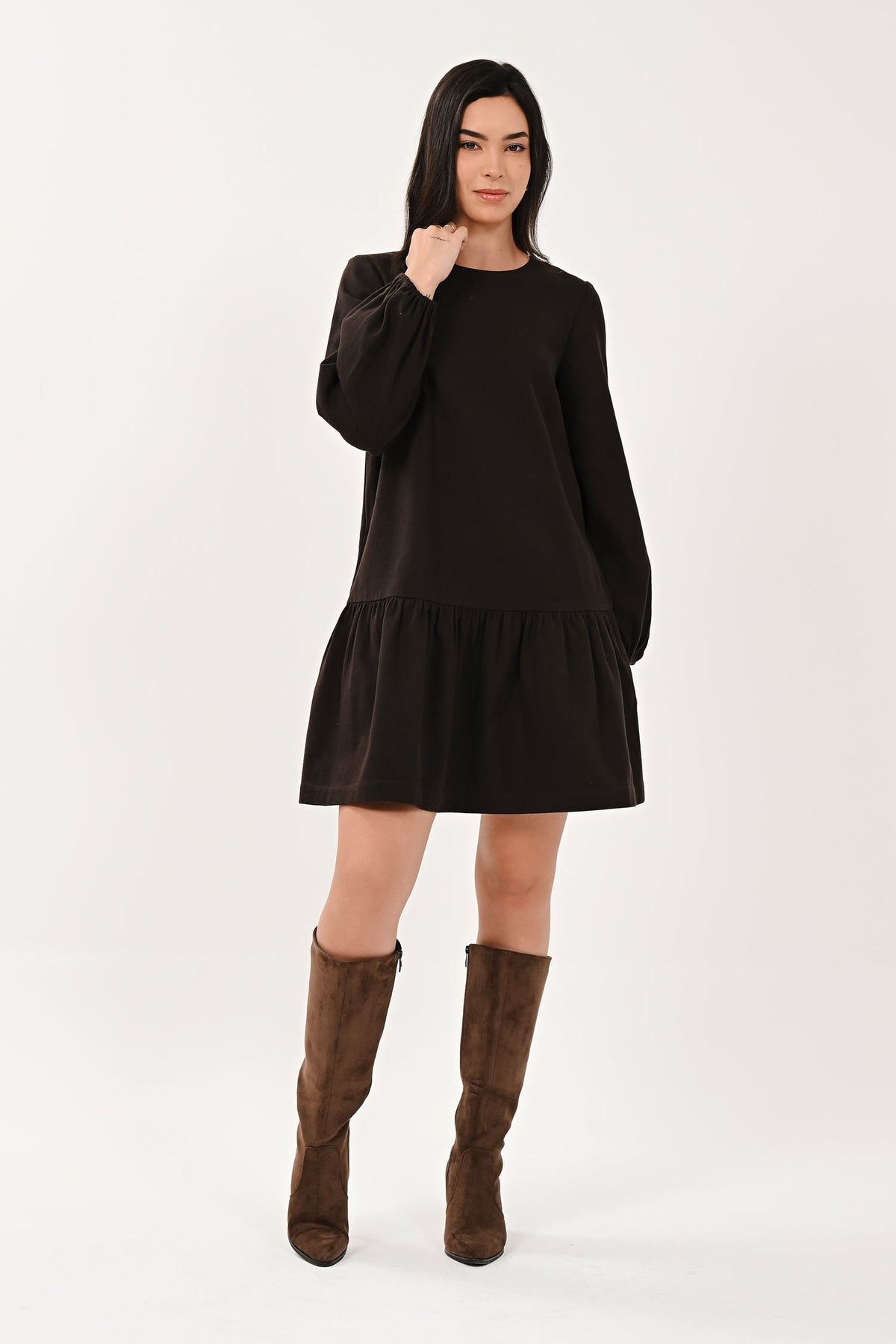 AW26 Drop Waist Dress - Chocolate