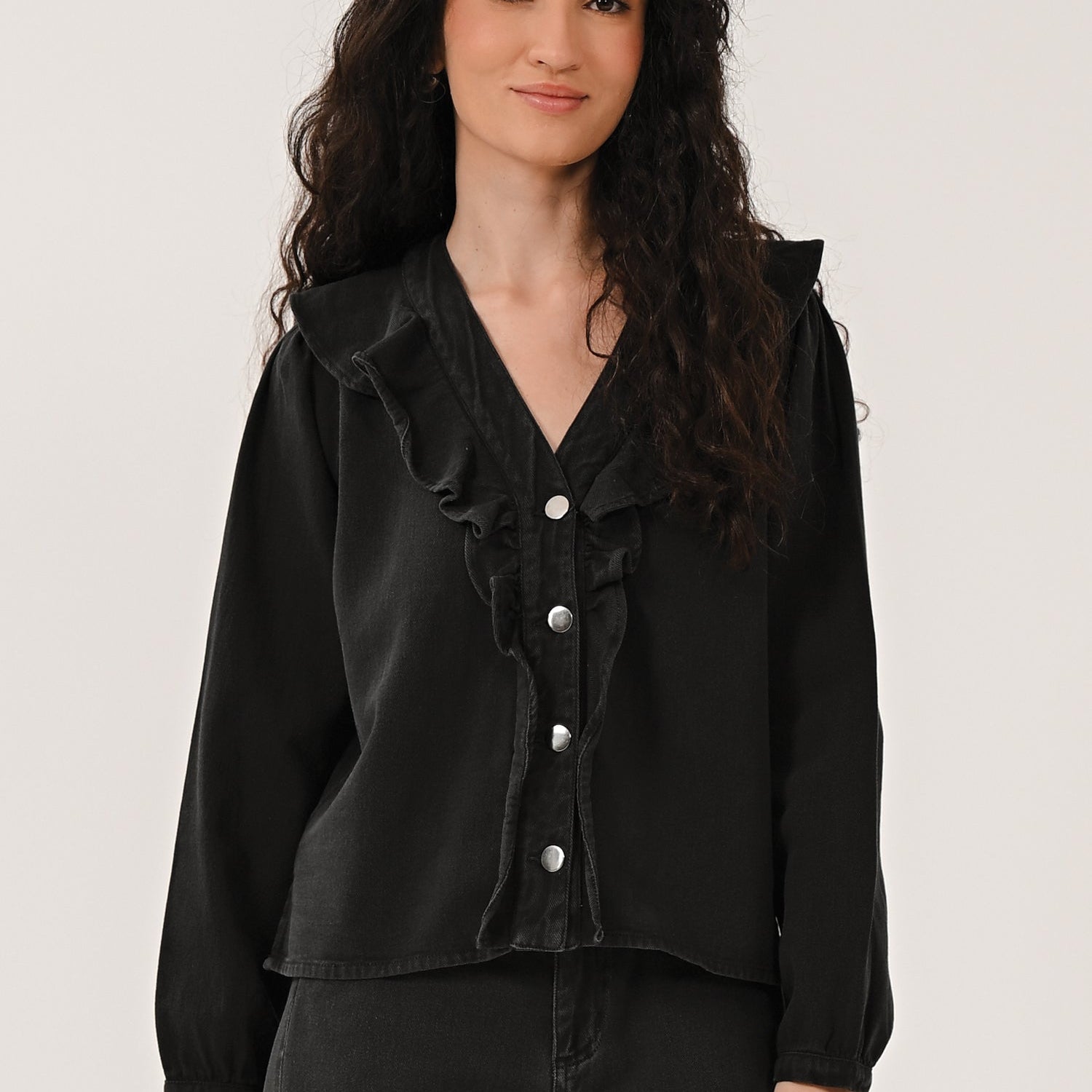 AW26 Frill Neck Top - Black