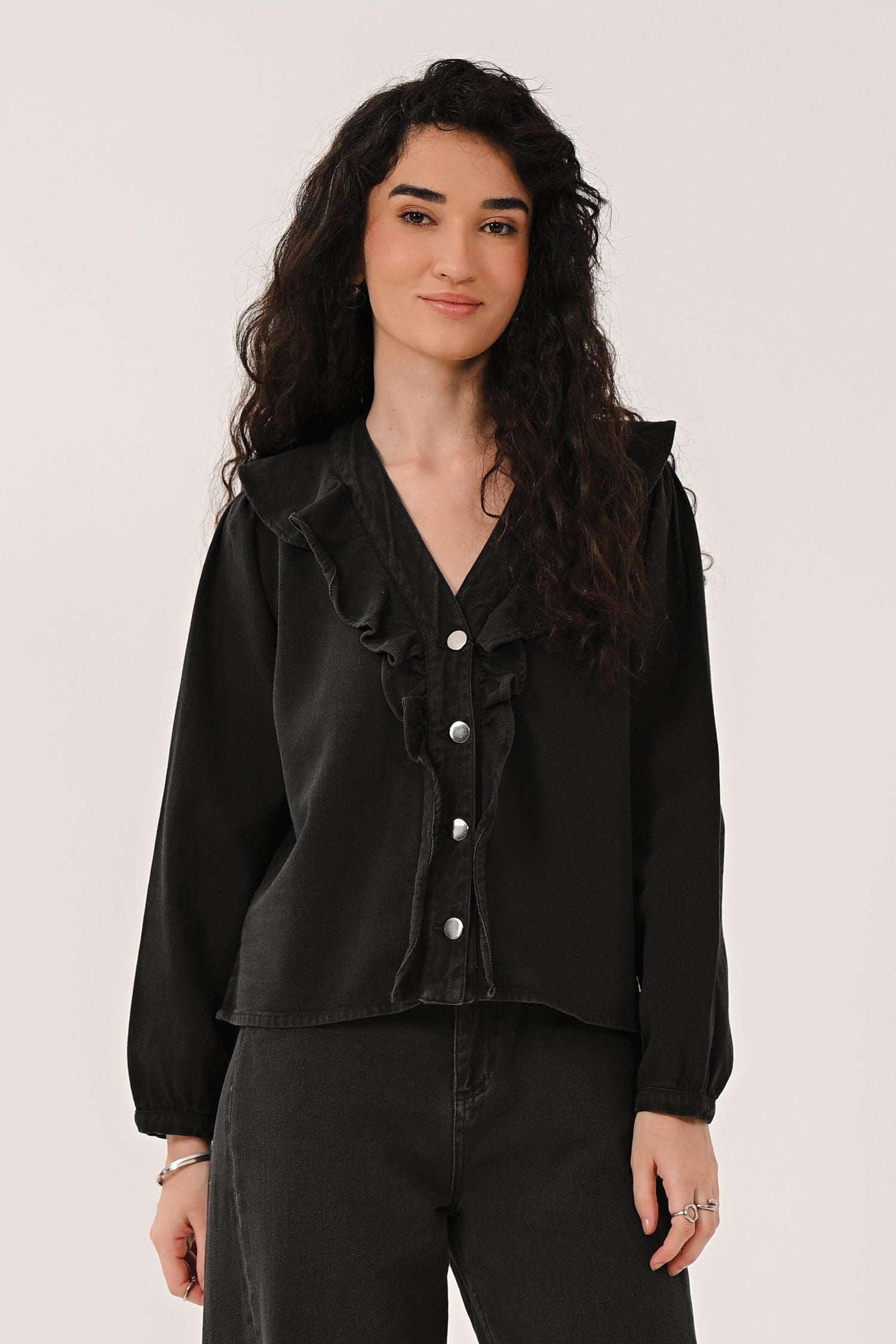 AW26 Frill Neck Top - Black