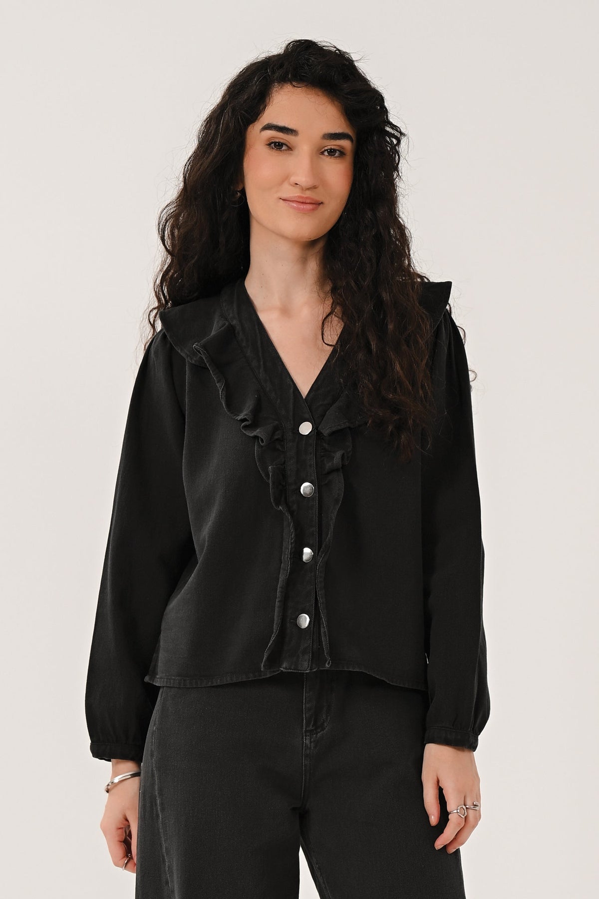 AW26 Frill Neck Top - Black