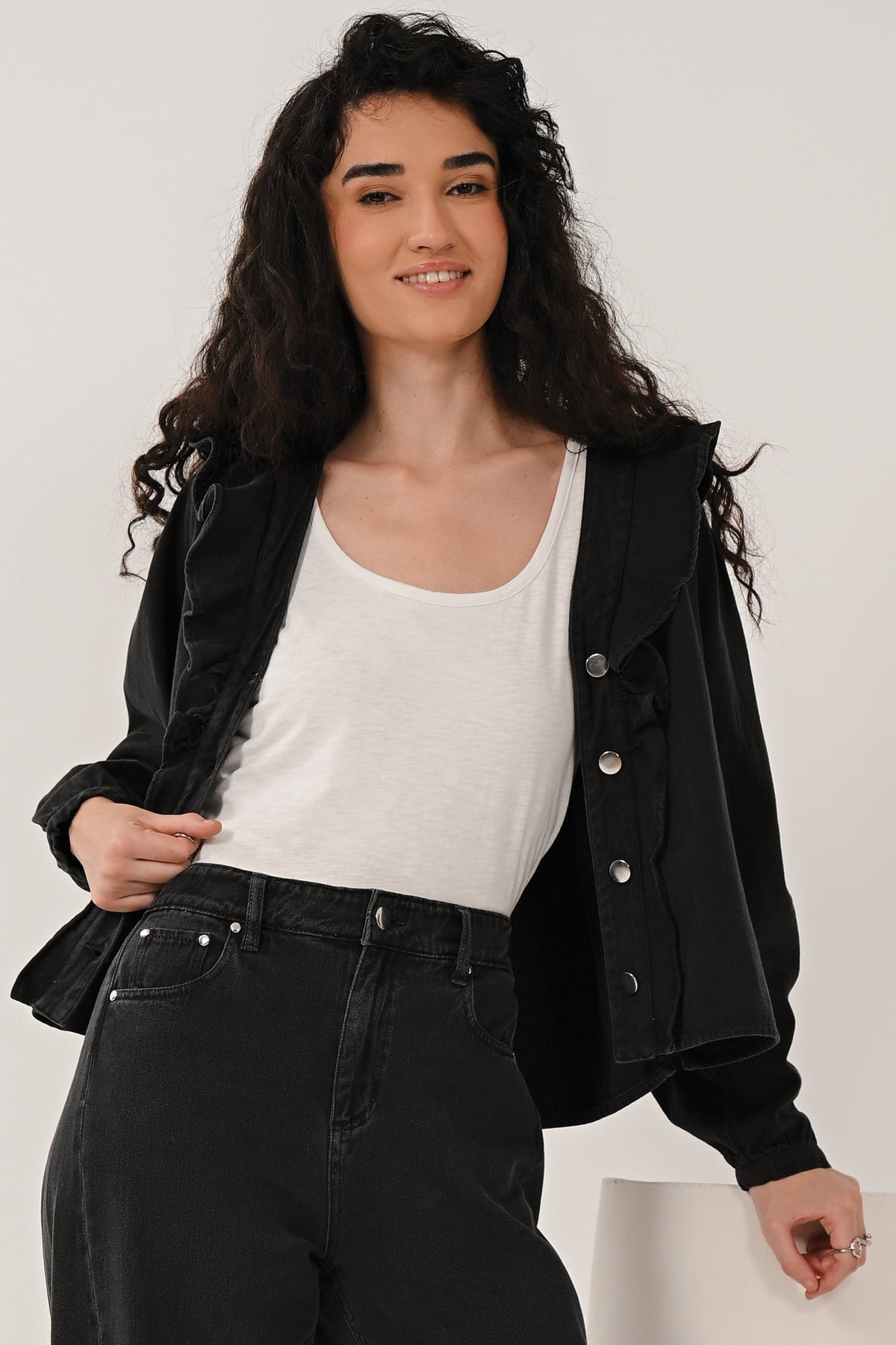 AW26 Frill Neck Top - Black