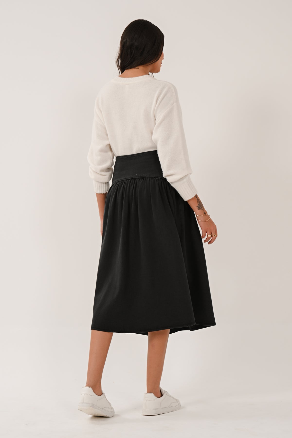 AW26 Denim Midi Skirt - Black