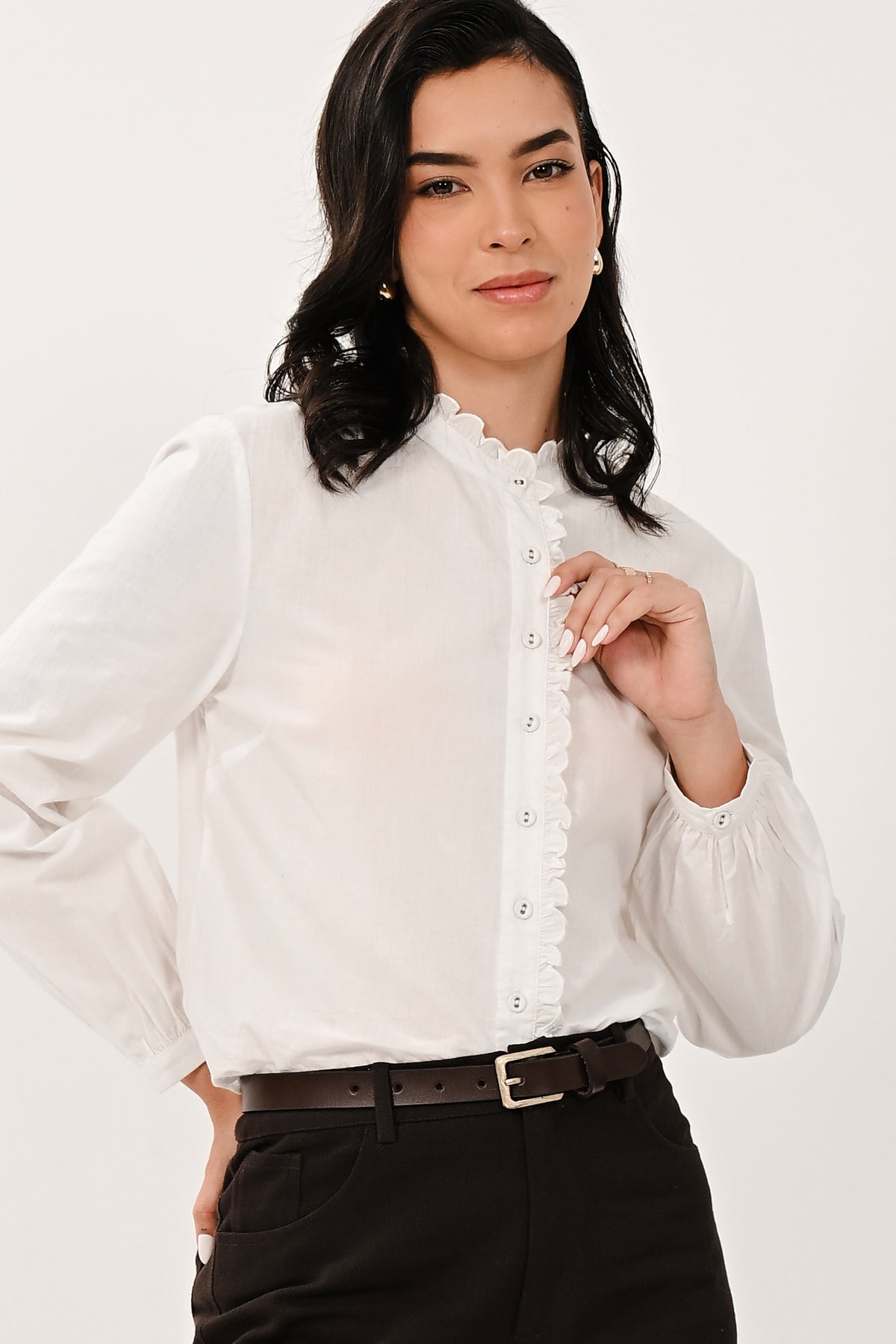 AW26 Scallop Frill Shirt - White