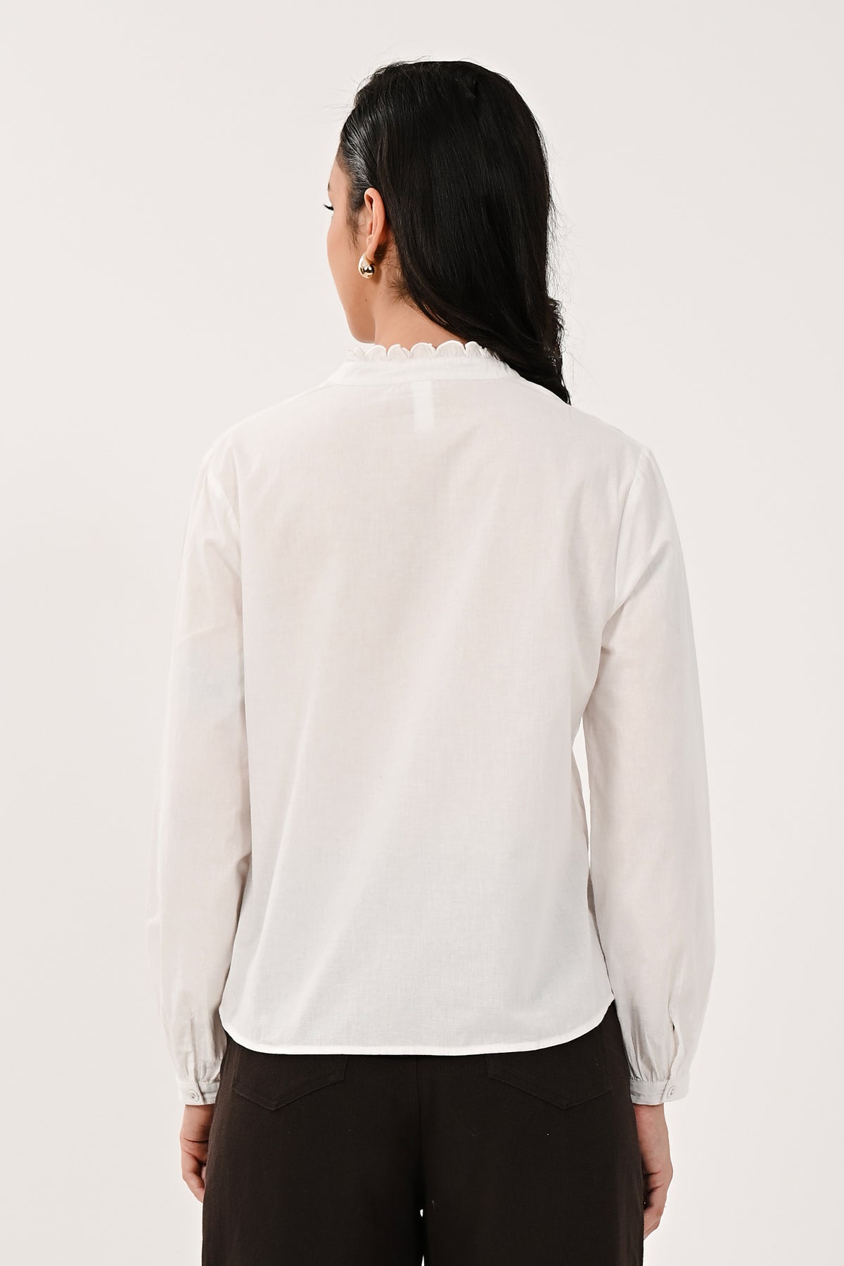 AW26 Scallop Frill Shirt - White