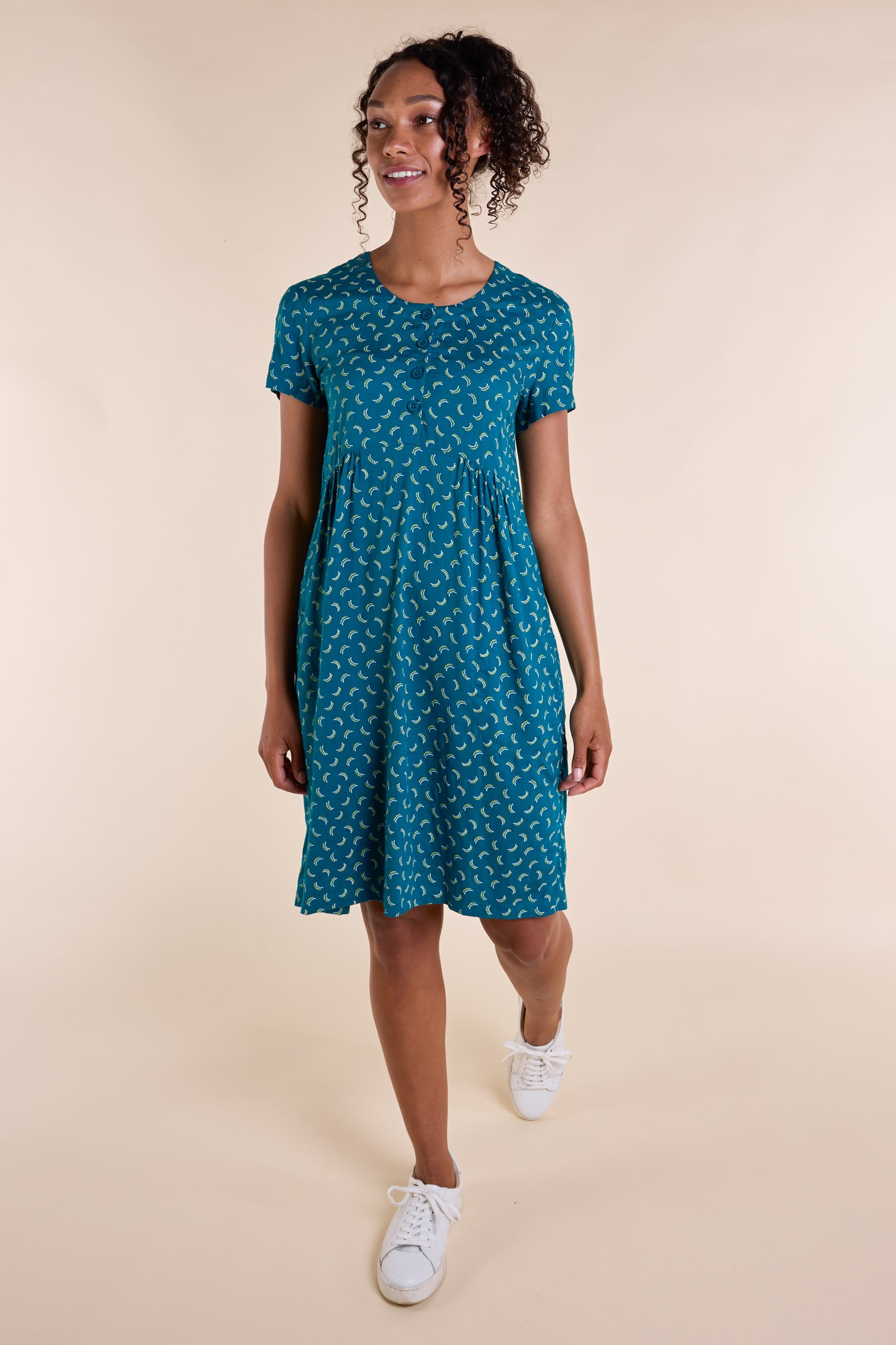 SS25 Button Front Tunic Dress - Aqua