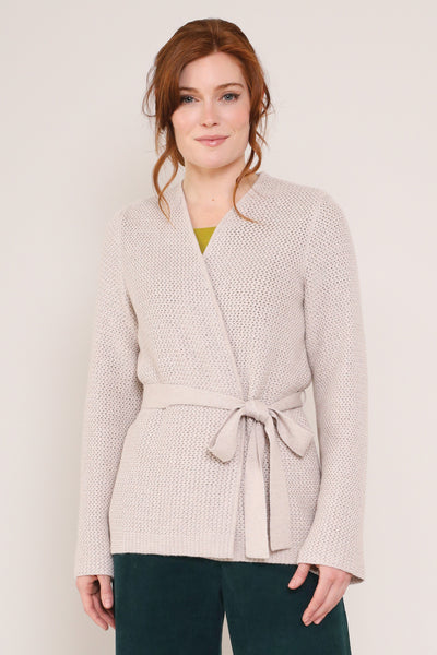 Organic Cotton and Wool Mix Tie Belt Cardigan