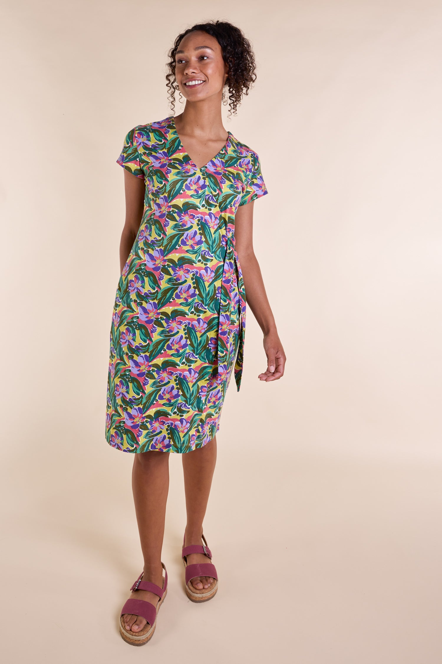 SS25 GOTS Organic Cotton Jersey Wrap Dress - Multi