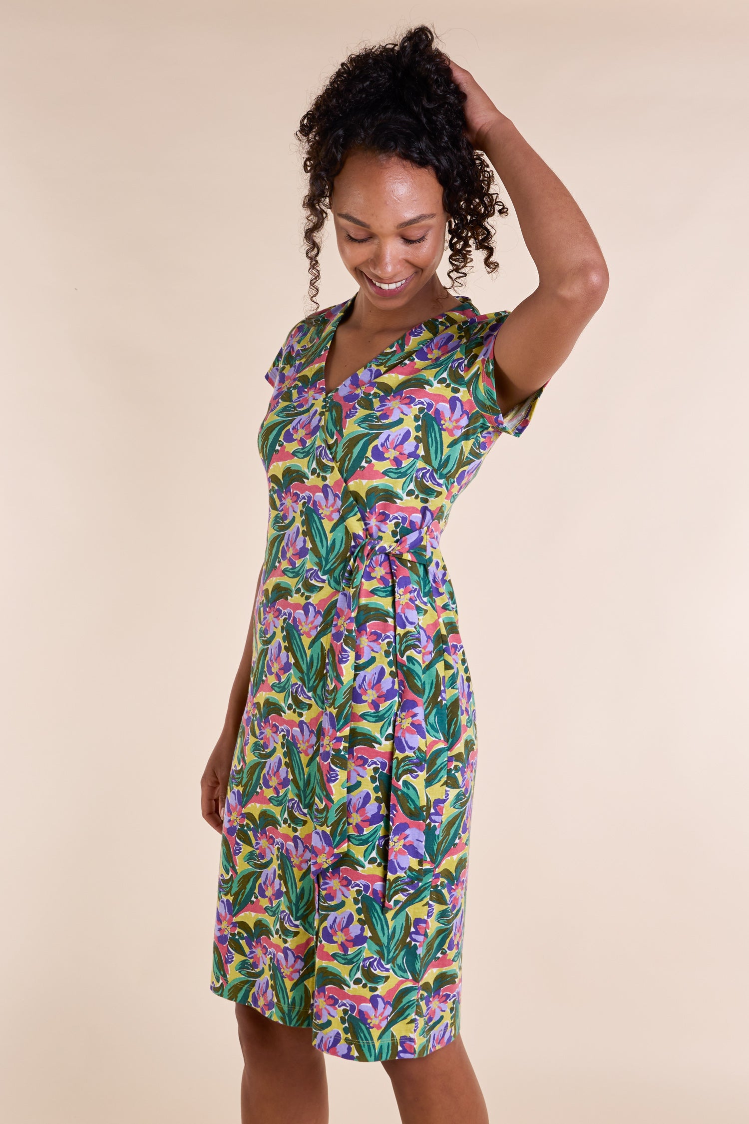 SS25 GOTS Organic Cotton Jersey Wrap Dress - Multi