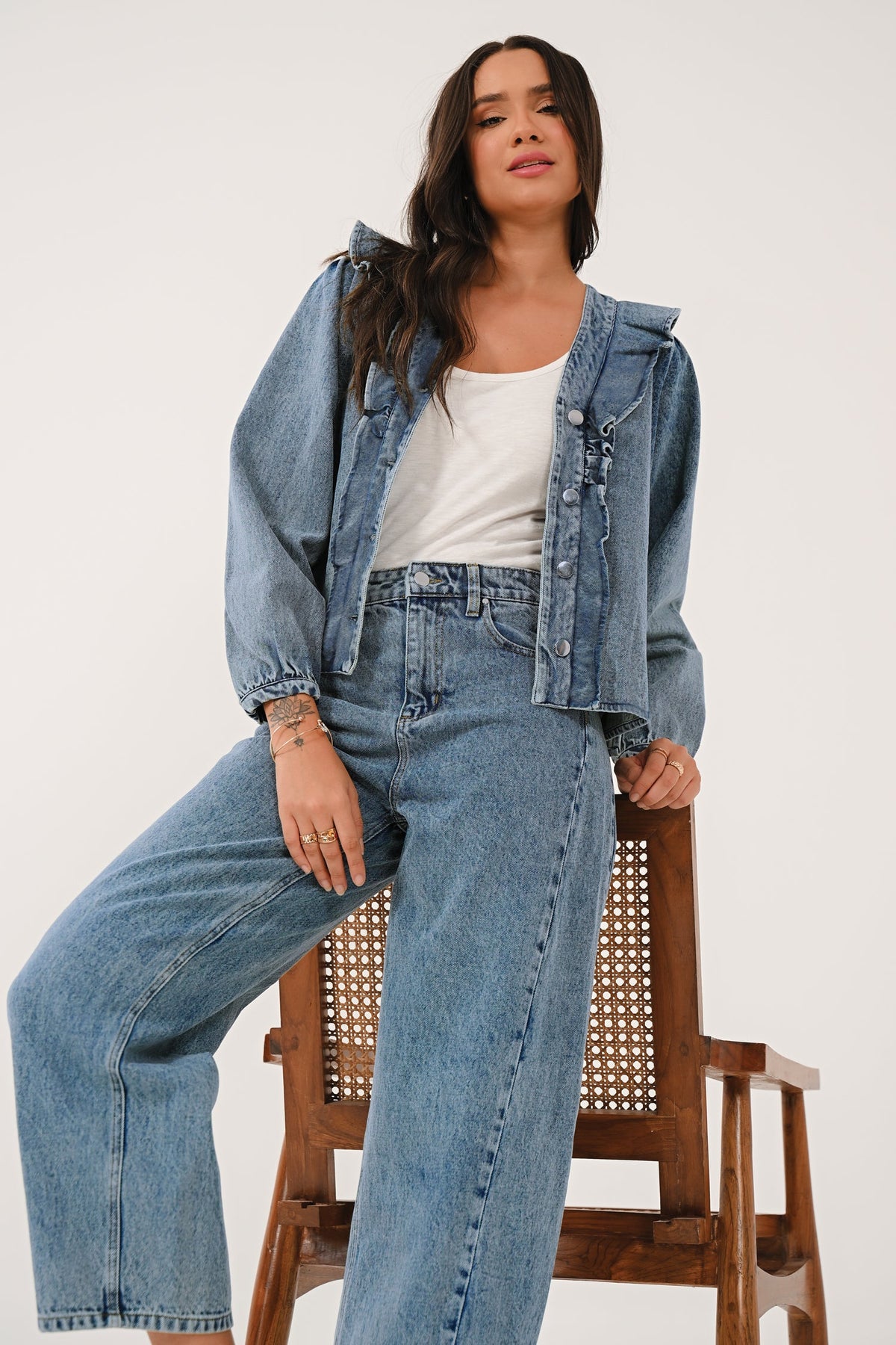 AW26 Frill Neck Top - Blue