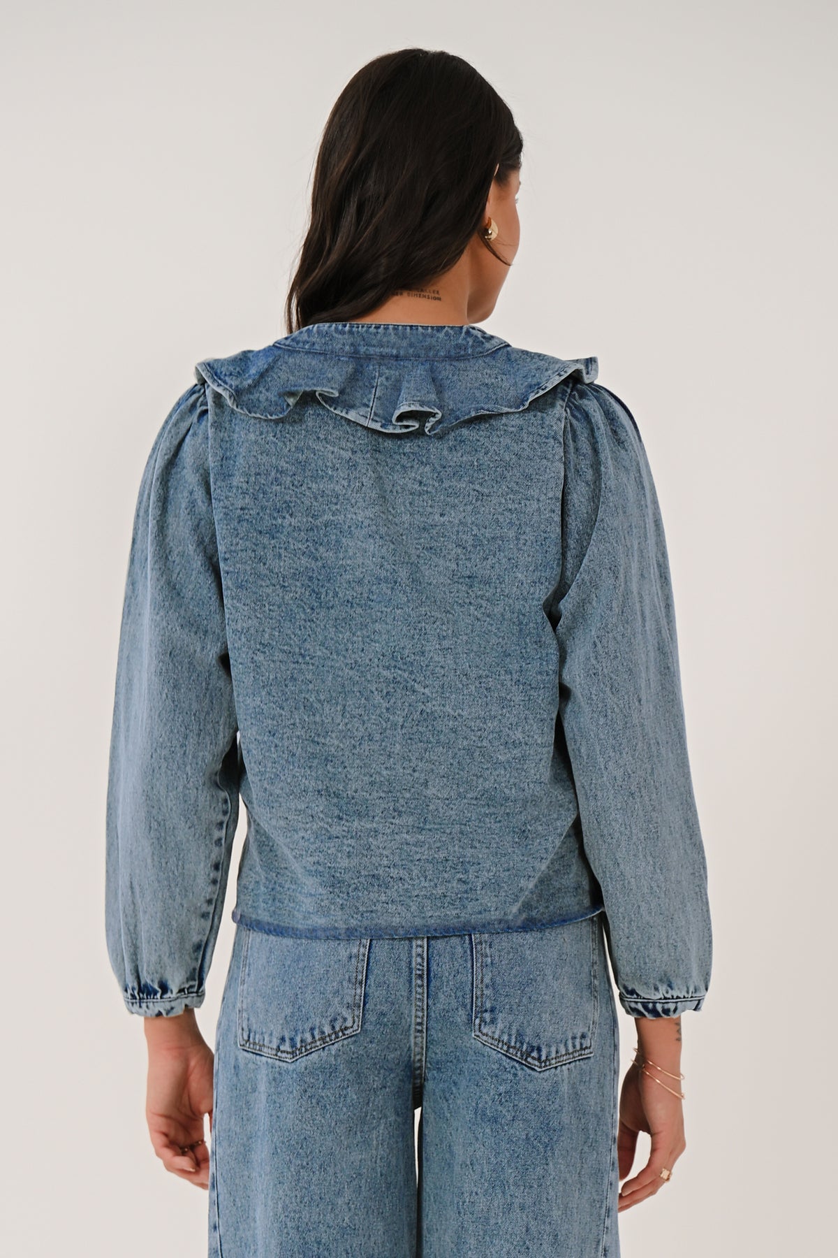 AW26 Frill Neck Top - Blue