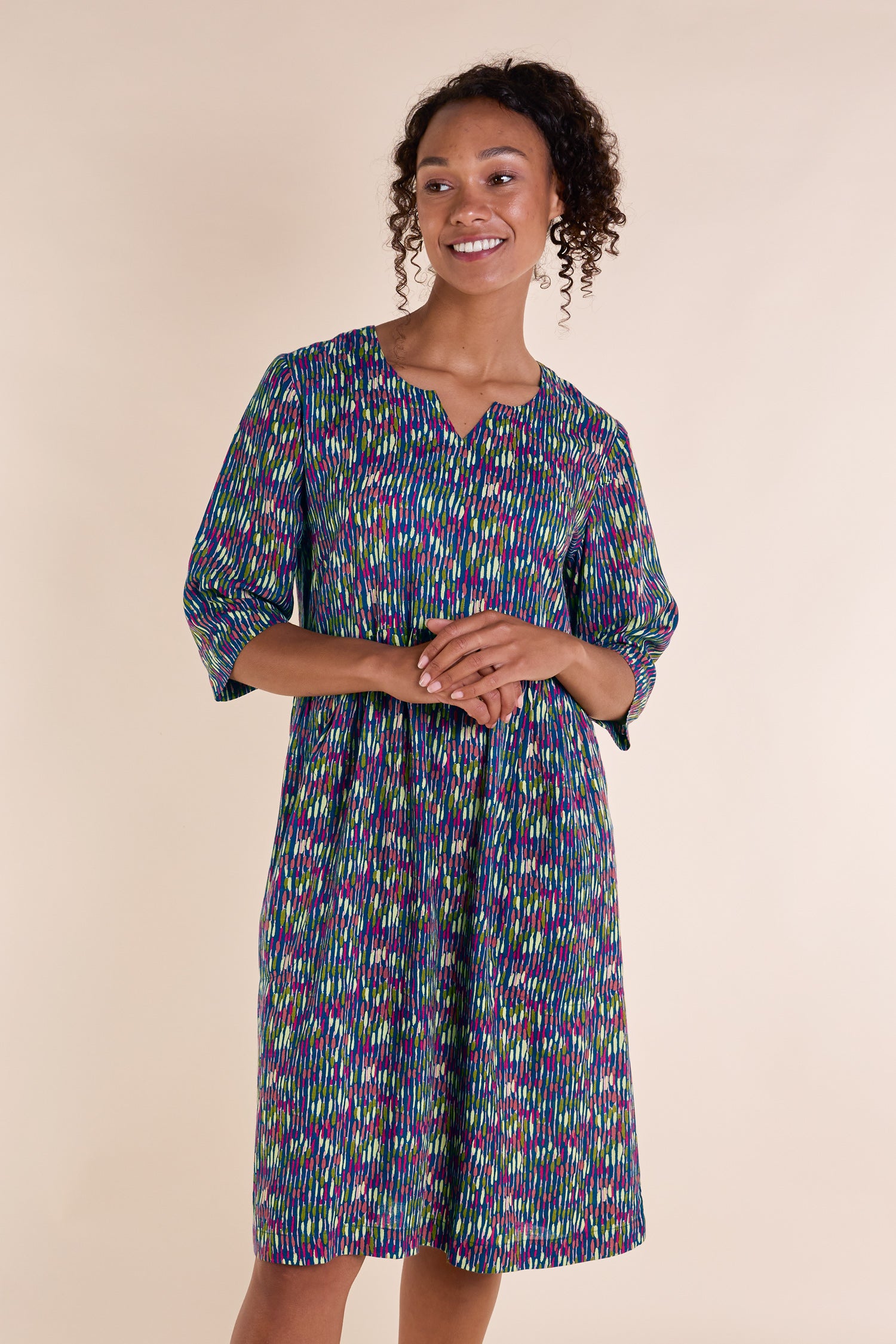 SS25 3/4 Sleeve Dress - Jet