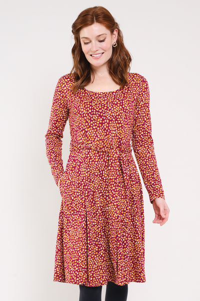 Cranberry Colour GOTS Organic Cotton Fit and Flare Dress
