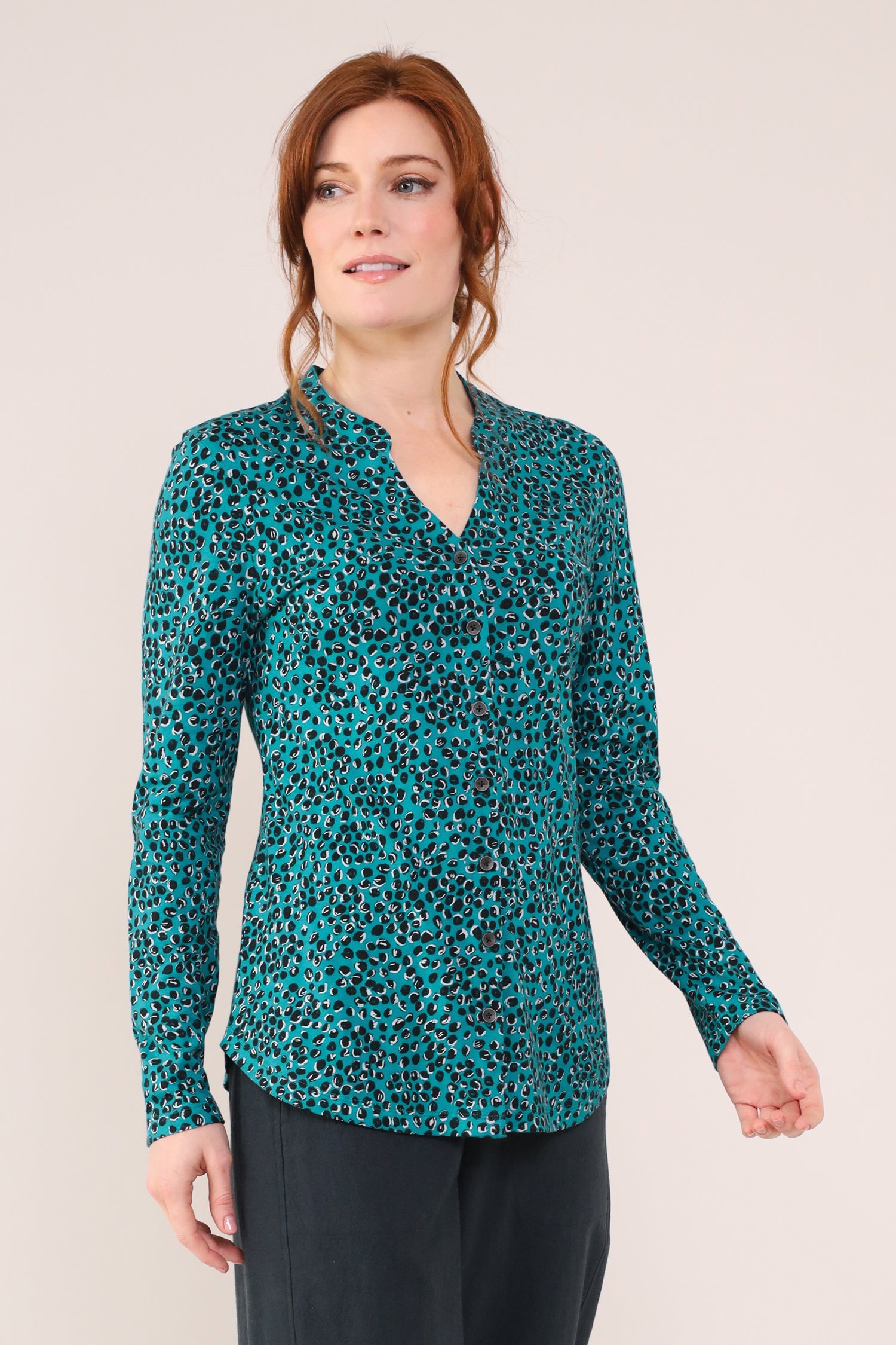 GOTS Nehru collar jersey Top