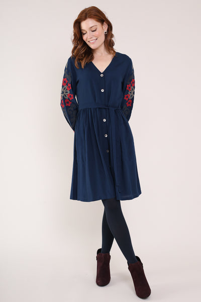 Embroidered Viscose Dress - Front shown
