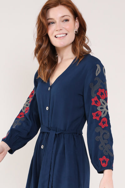 Embroidered Viscose Dress - Front left shown
