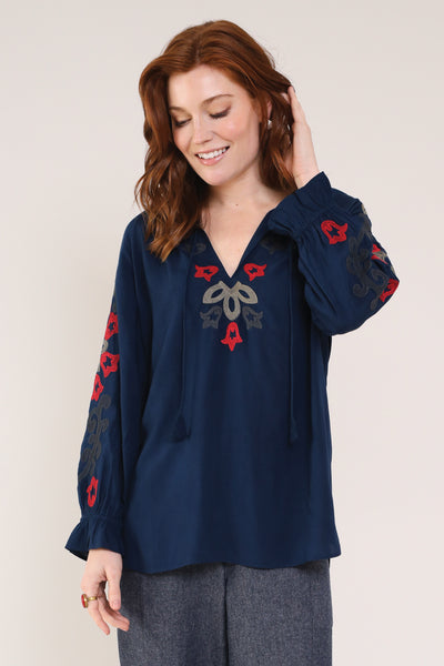 Thunder Colour Embroidered Top - Front side

