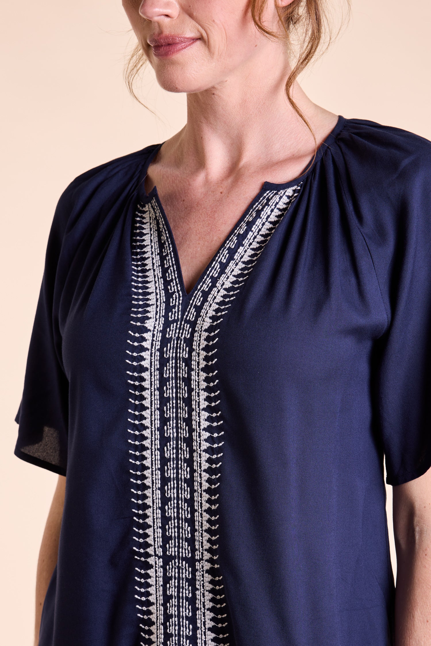 SS25 Embroidered Viscose Top - Ink