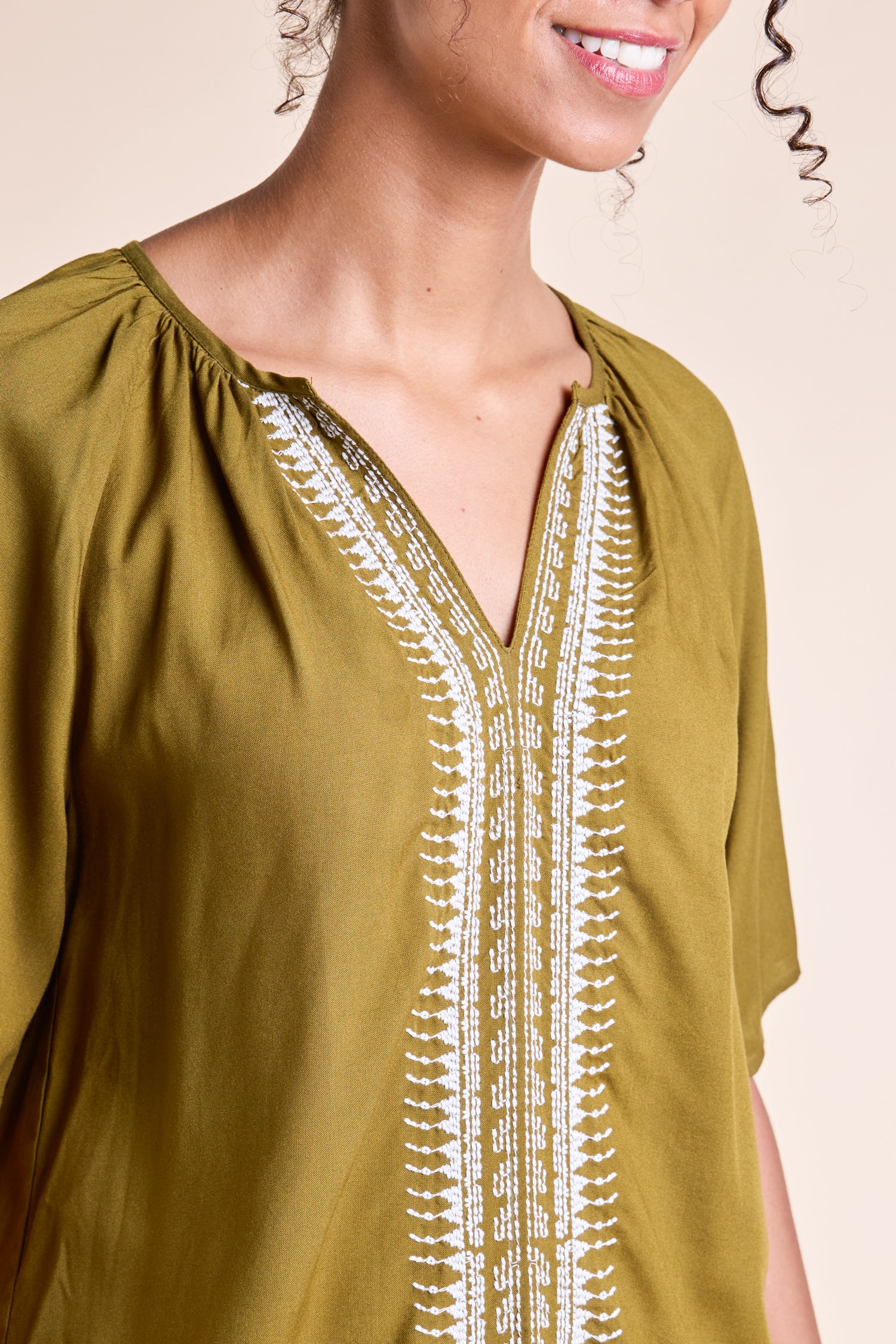 SS25 Embroidered Viscose Top - Ivy