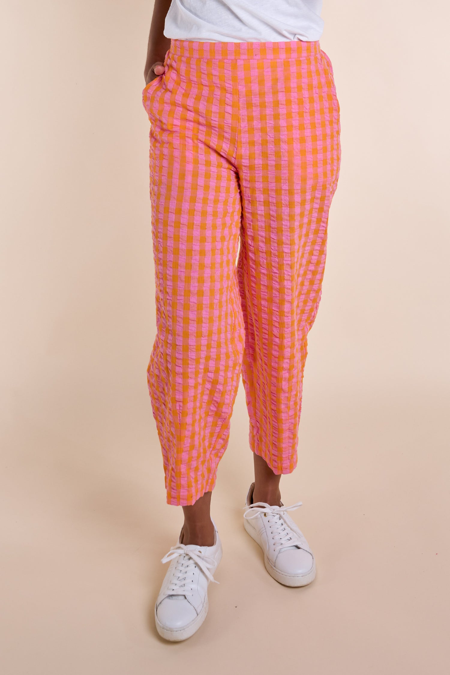 SS25 Check Bubble Trousers - Tangerine