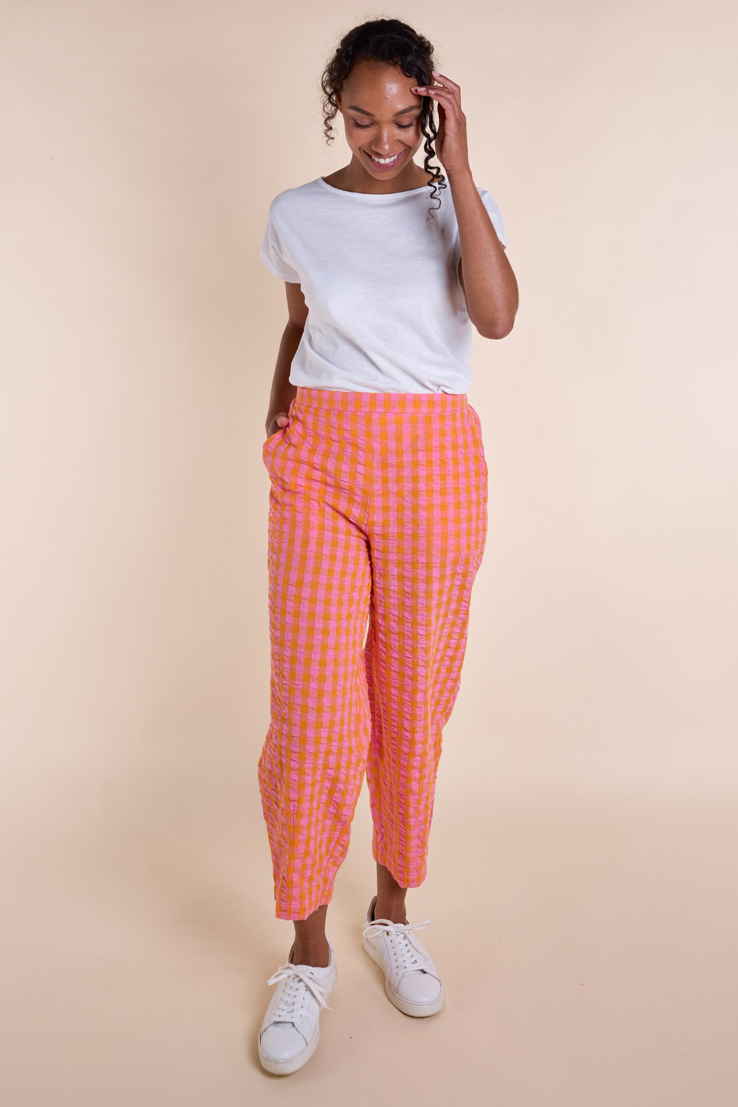 SS25 Check Bubble Trousers - Tangerine