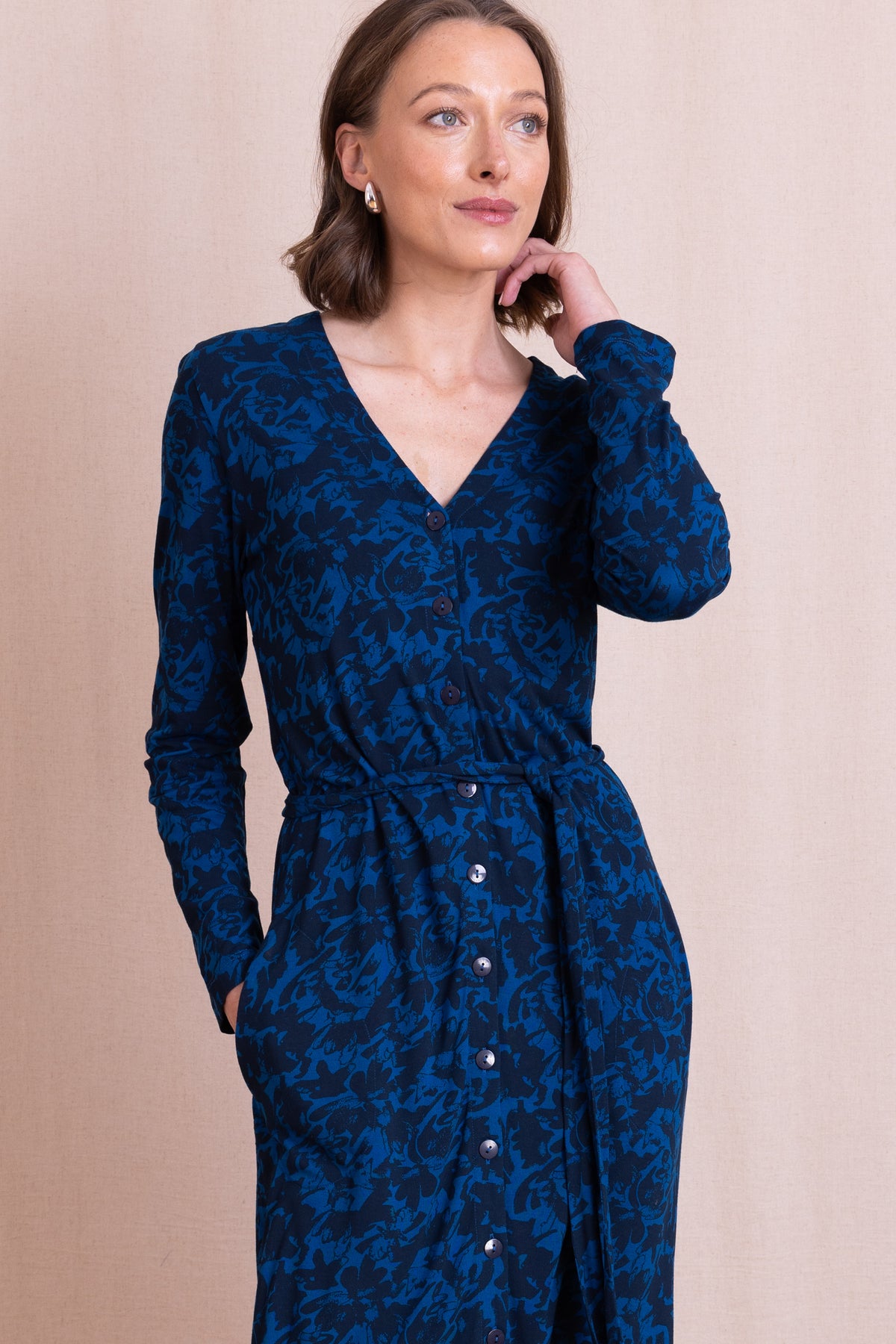 AW26 Boat Neck Knee Length Dress - Royal