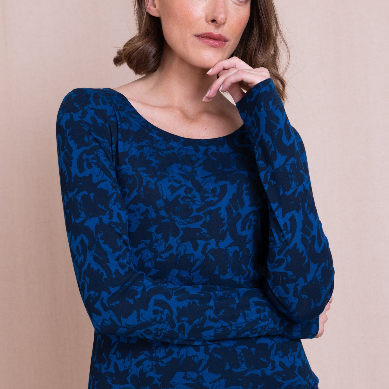 AW26 Round Neck Printed Top - Royal