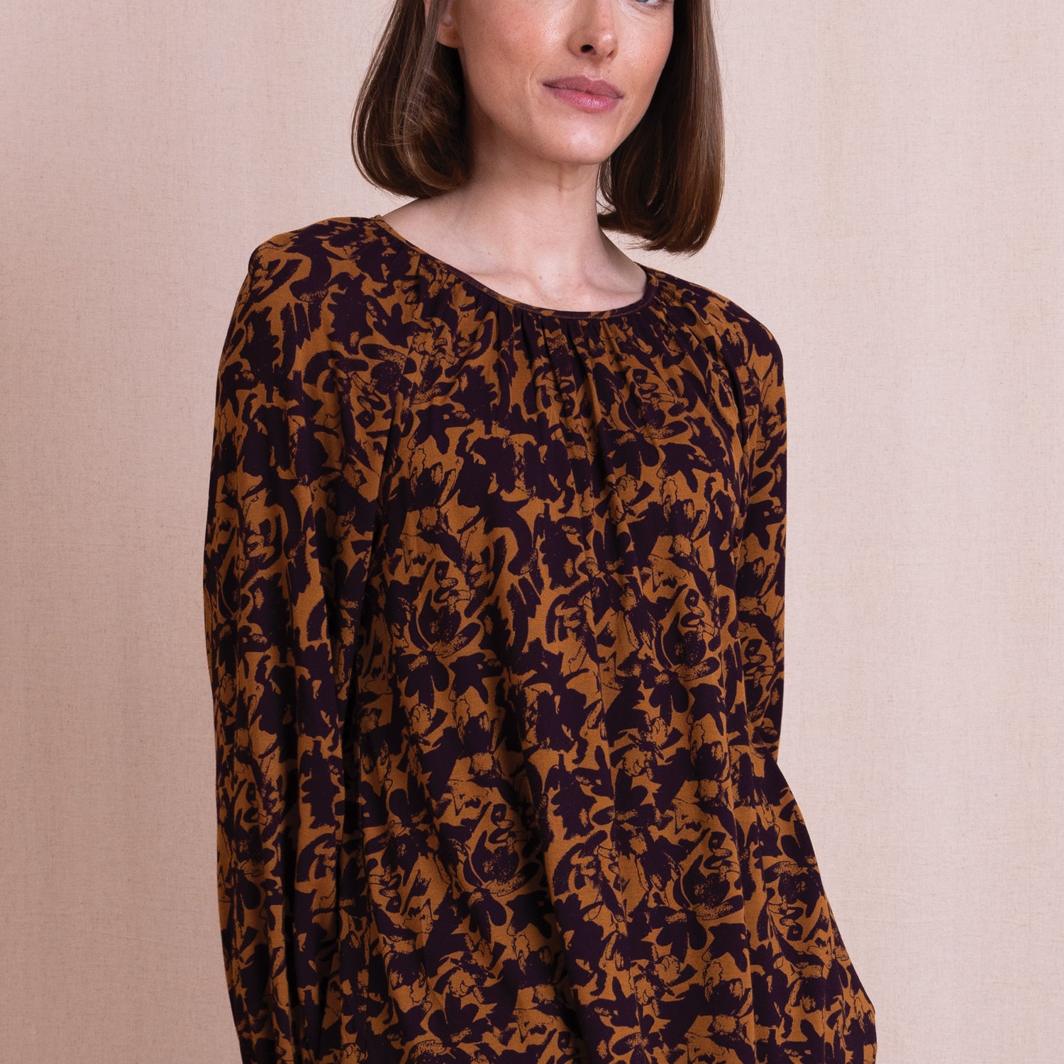 AW26 Gathered Neck Top - Ochre