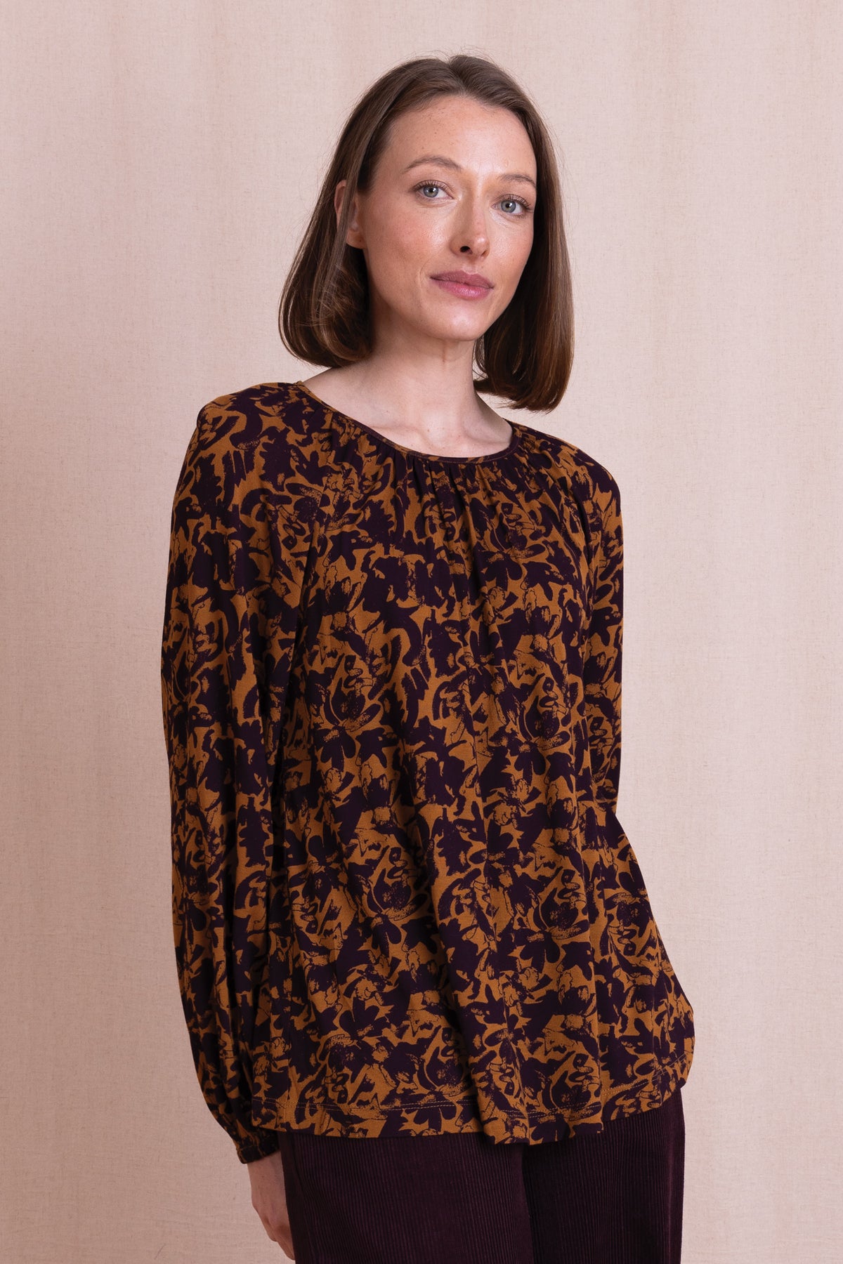 AW26 Gathered Neck Top - Ochre