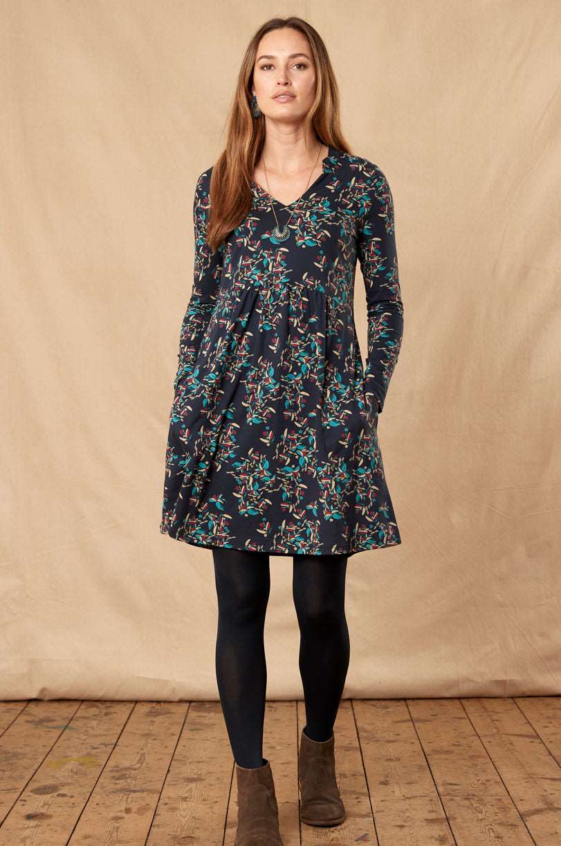HR3103  Gathered Detail Tunic Dress