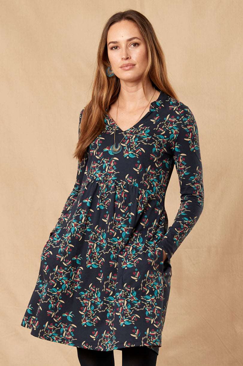 HR3103  Gathered Detail Tunic Dress