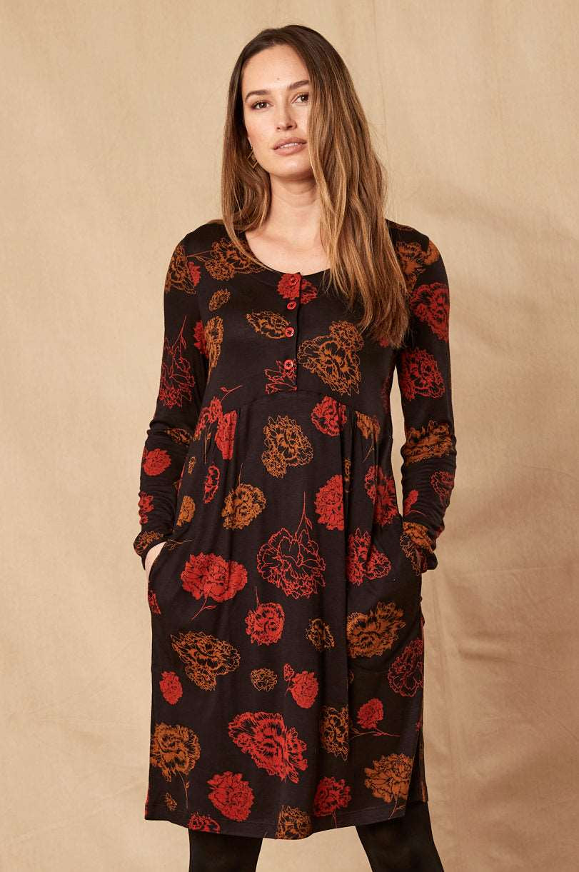 KN3102  Buttoned Jersey Tunic Dress