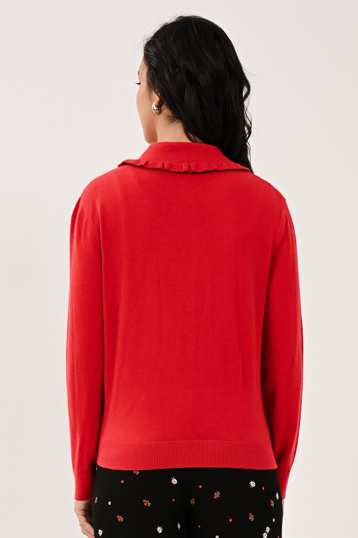 AW26 Frill Collar Cardigan - Scarlet