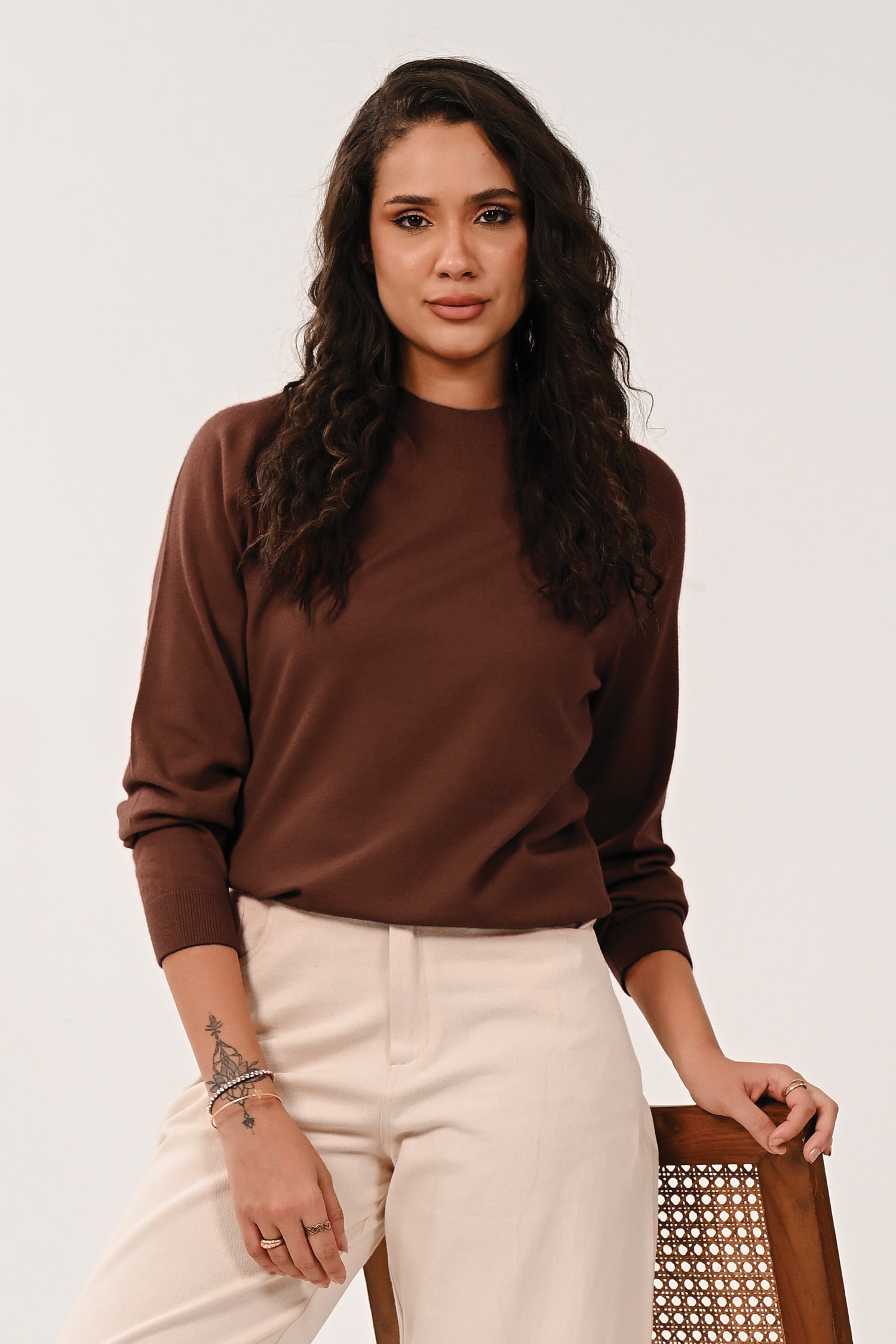 AW26 Saddle Shoulder Jumper - Chocolate