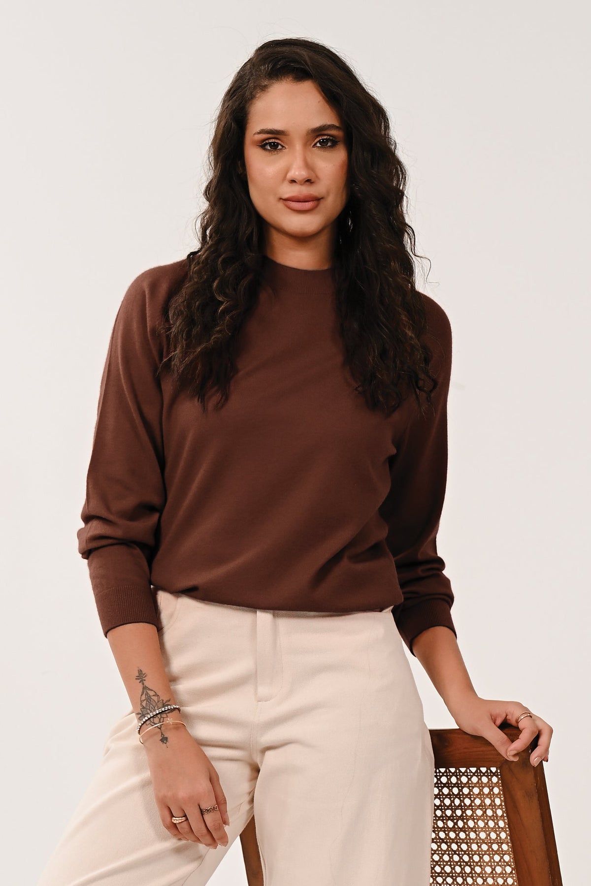 AW26 Saddle Shoulder Jumper - Chocolate