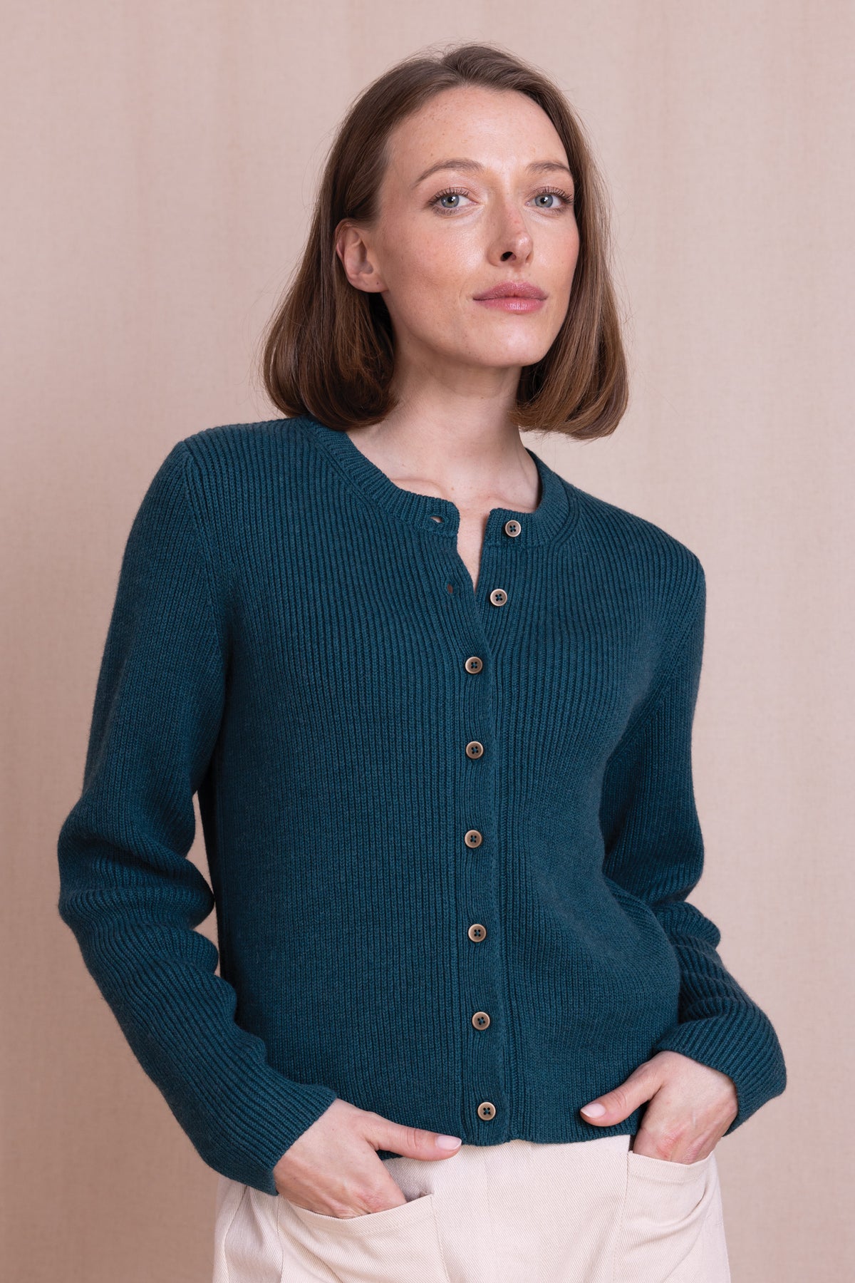 AW26 Organic Cotton Cardigan - Teal