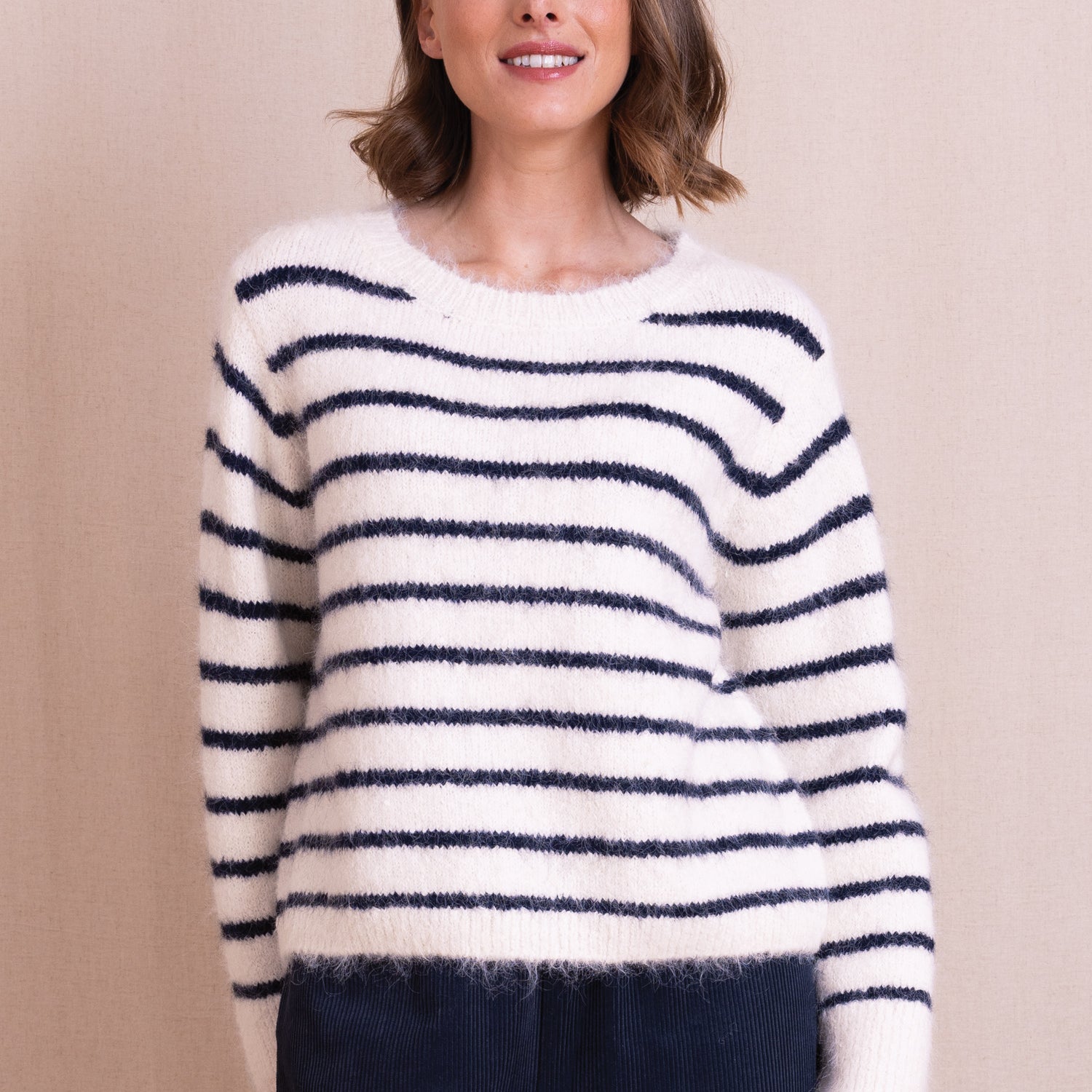AW26 Striped Cropped Jumper - Wax