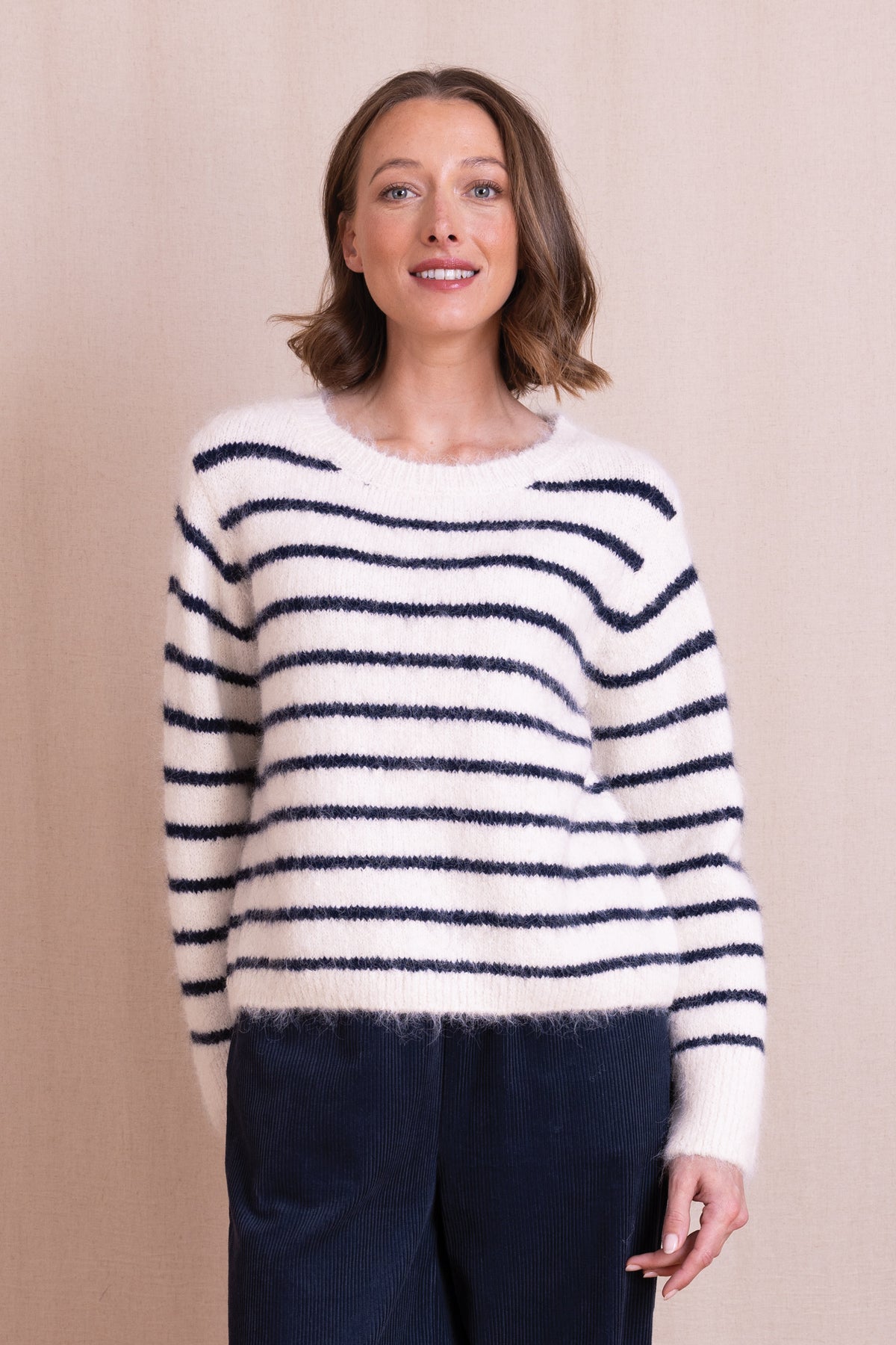 AW26 Striped Cropped Jumper - Wax