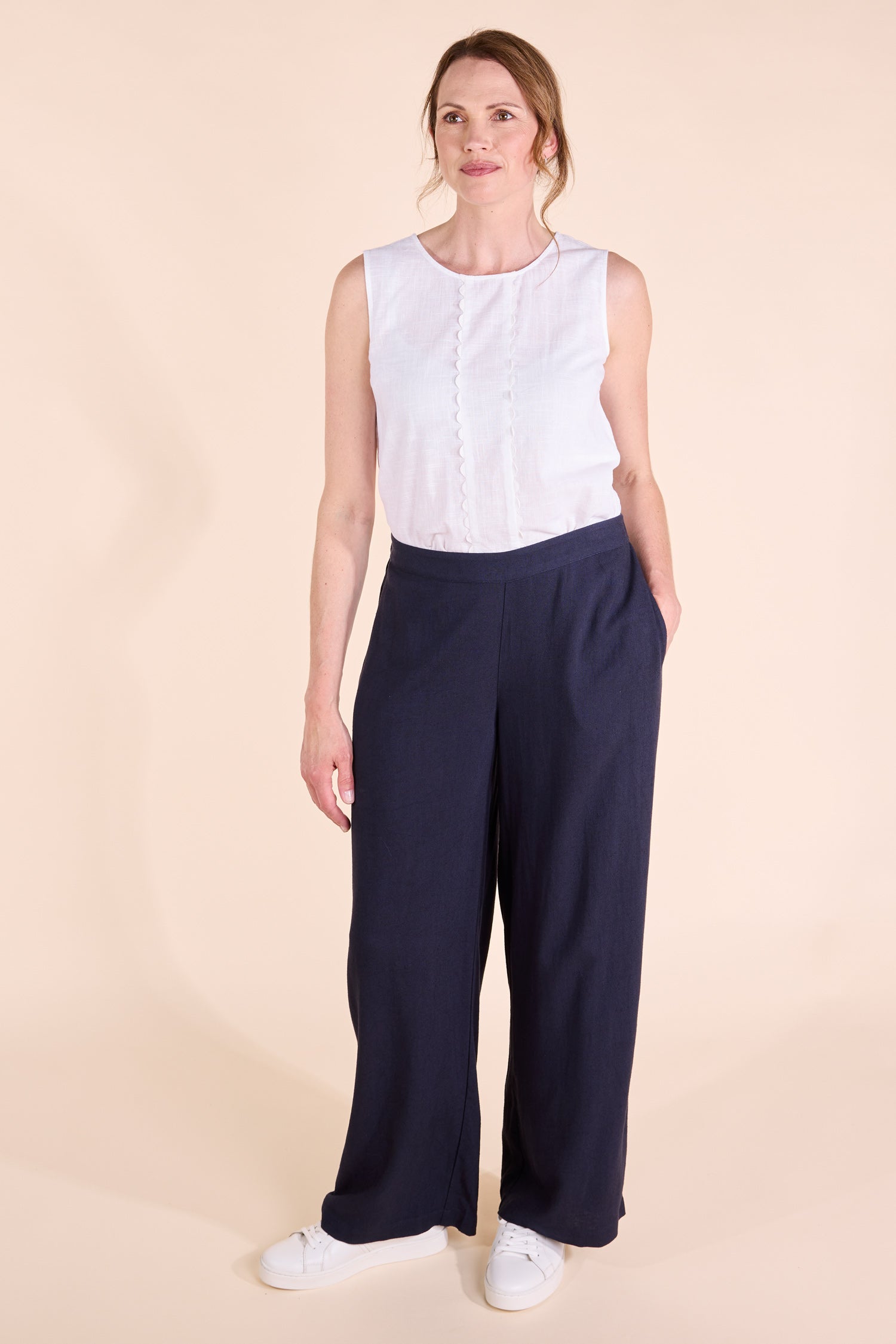 SS25 Linen Wide Leg Trousers - Ink